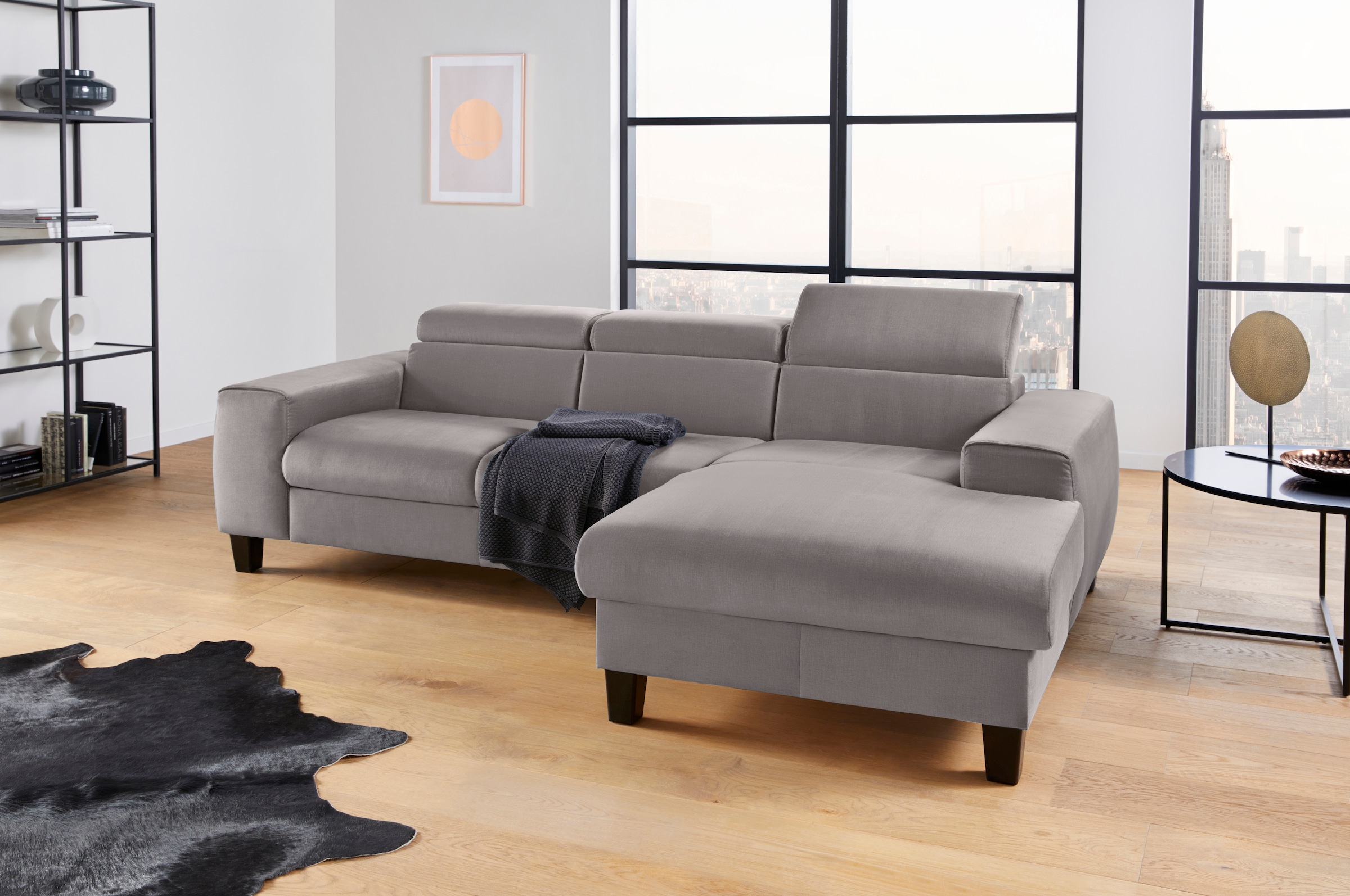 COTTA Ecksofa »Morven L-Form mit Kopfteilverstellung« wahlweise mit Bettfunktion, Bettkasten & Wireless-Charger