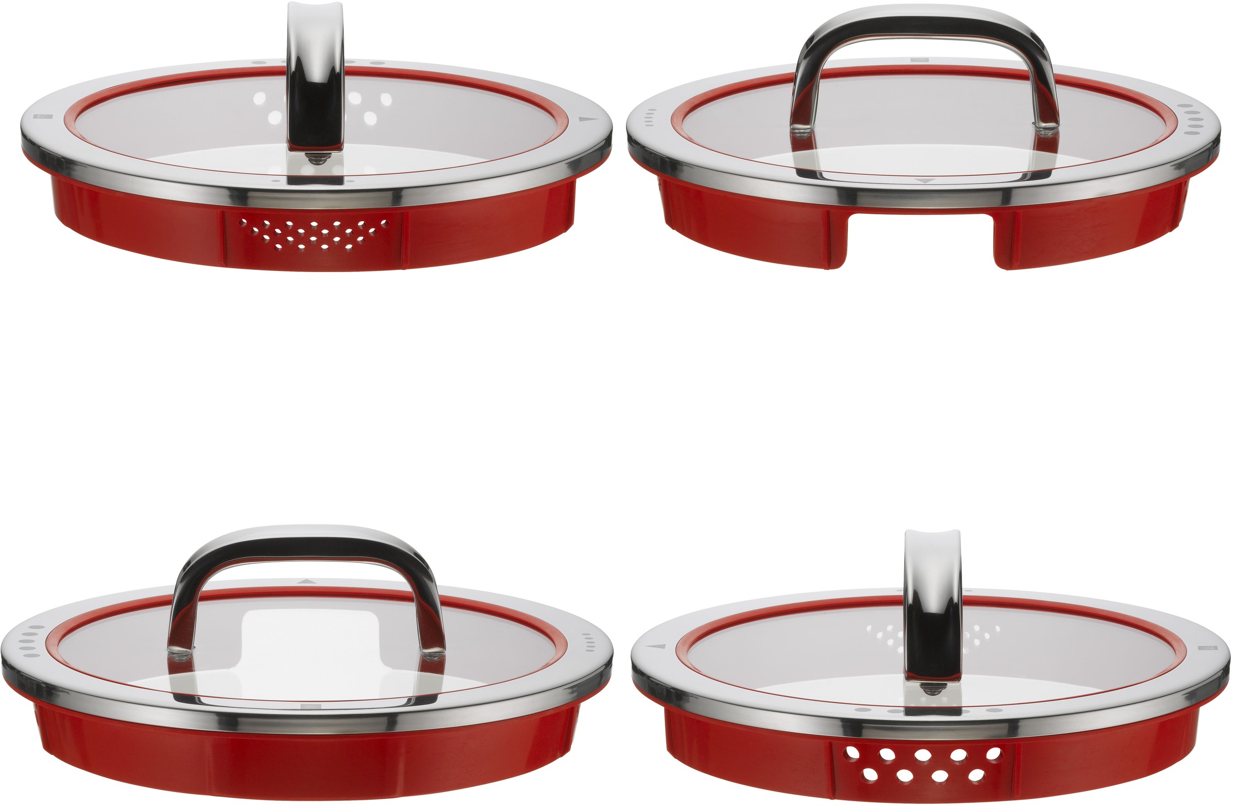WMF Kochtopf »Function 4«, Cromargan® Edelstahl Rostfrei 18/10, (2 tlg.), wärmereduzierende Griffe, mit 4 Abgießfunktionen, Innenskalierung