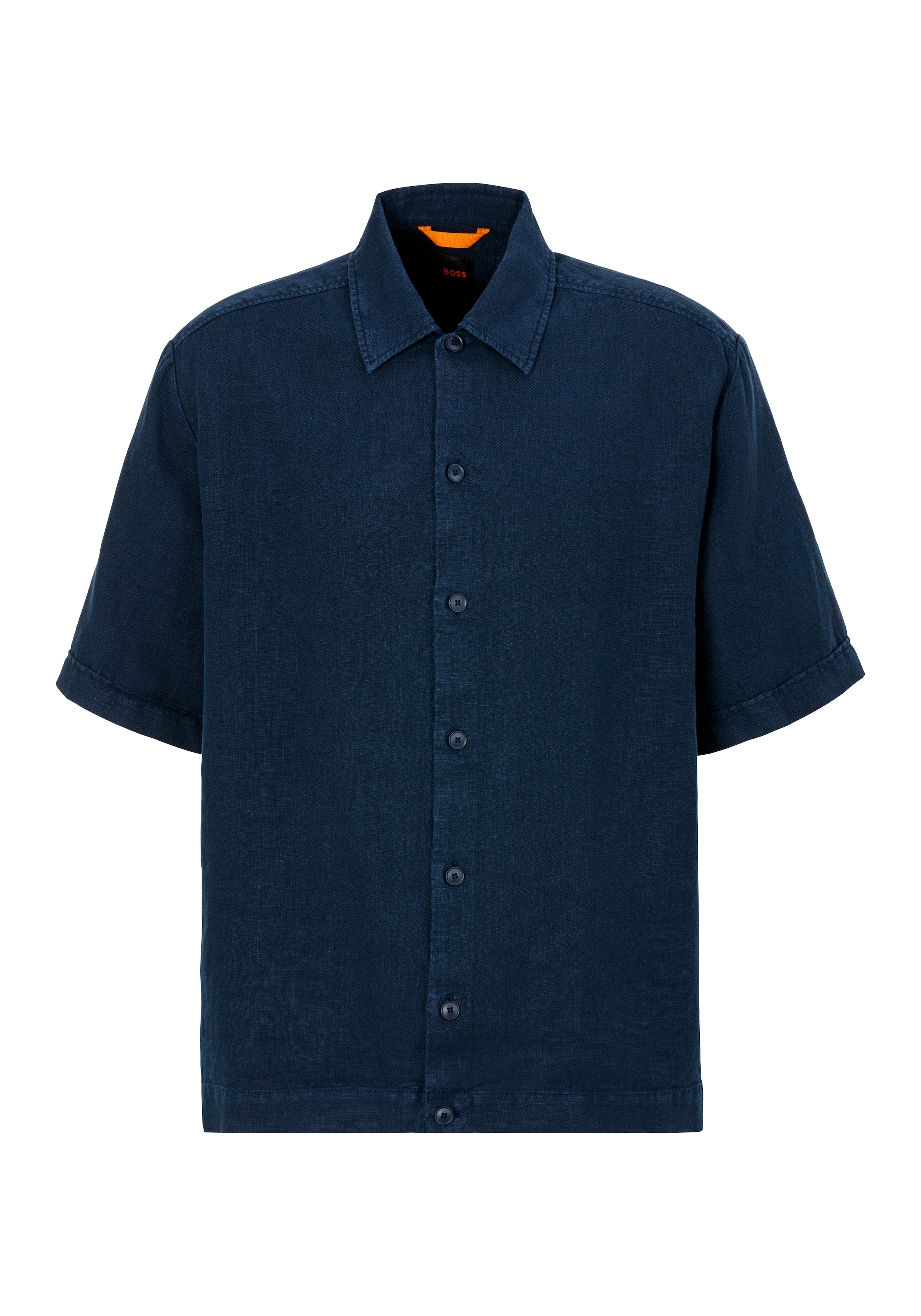 BOSS ORANGE Leinenhemd »Lapoully_M«, mit Kontrastdetails innen