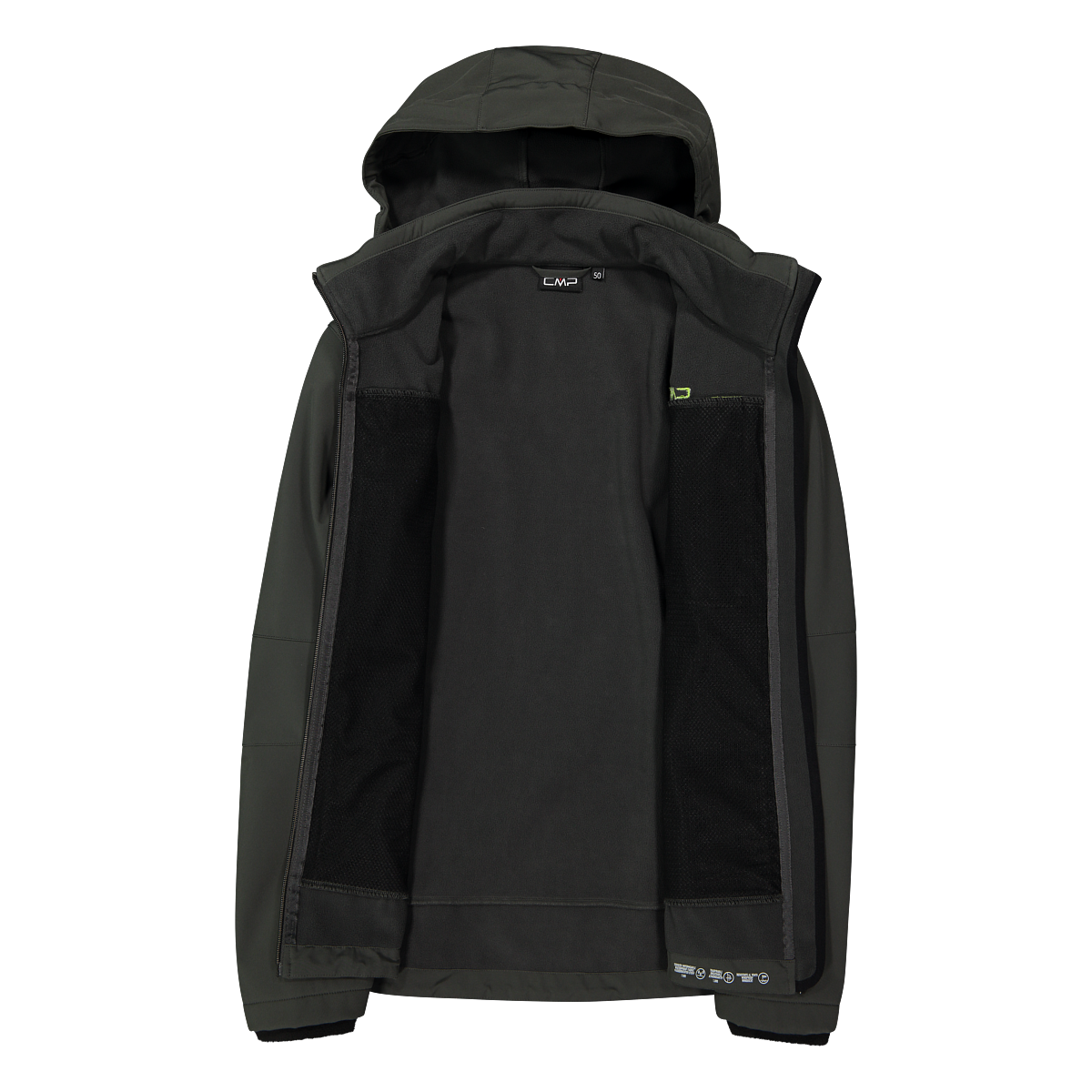 CMP Softshelljacke mit Kapuze mit hochschließendem Kragen, 3-lagig, wasserabweisend, winddicht