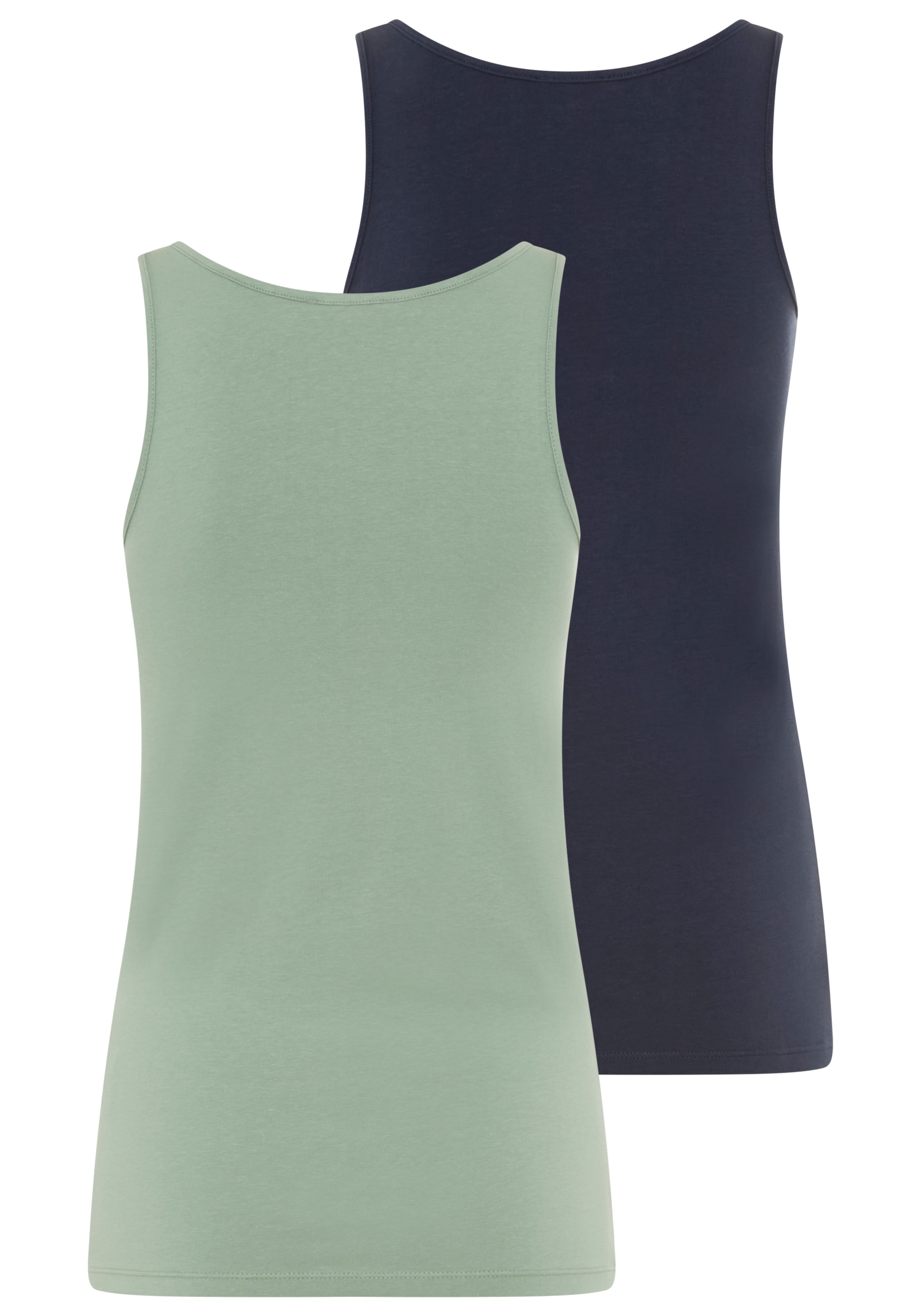 Tamaris Tanktop »im Set, aus elastischer Baumwollmischung« 2er-Pack,  figurbetonte Passform, unifarben, hüftbedeckende Länge