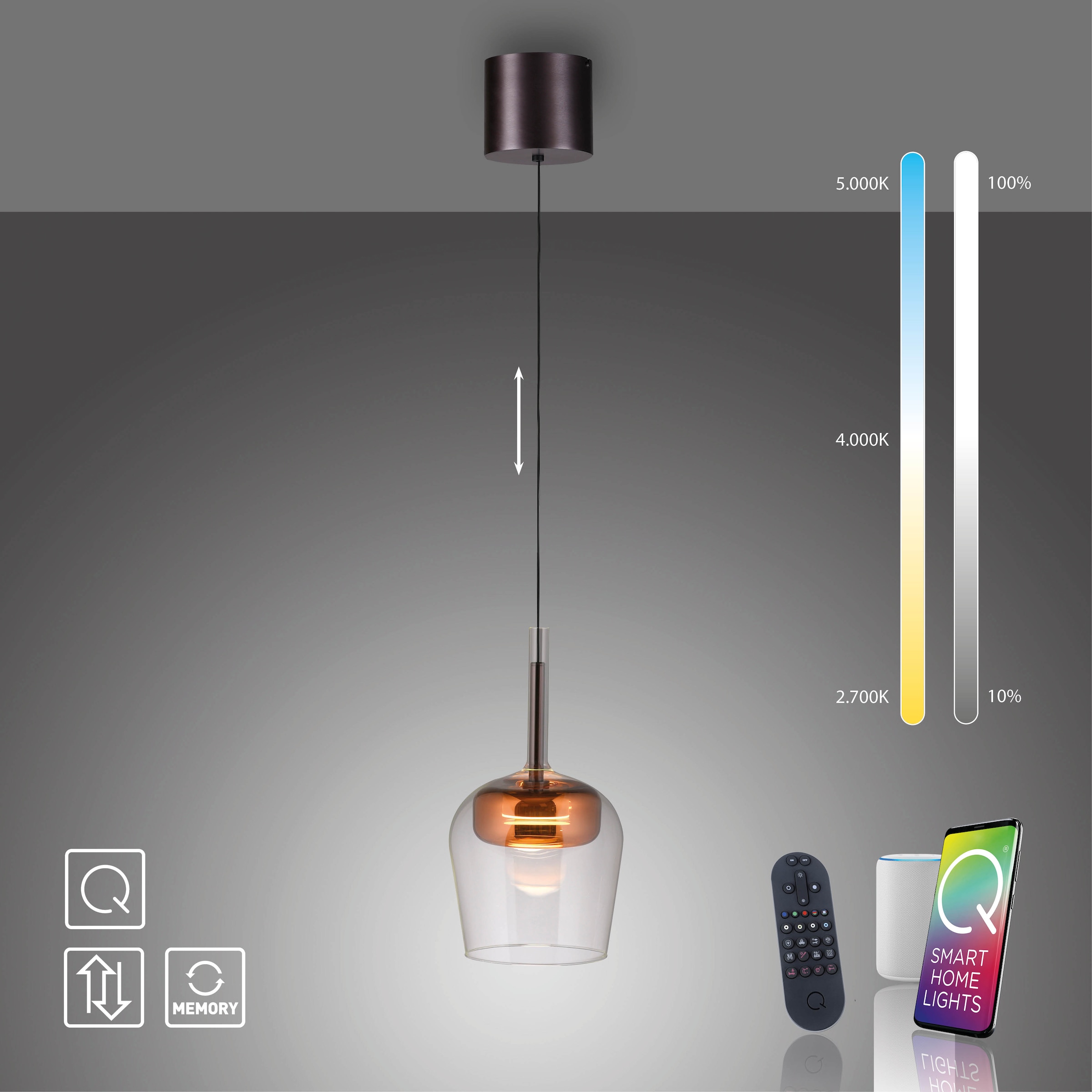 Neuhaus Q SMART HOME LIGHTS LED Pendelleuchte »Q-KON« LED-Board 1 Stk. warmweiß - kaltweiß