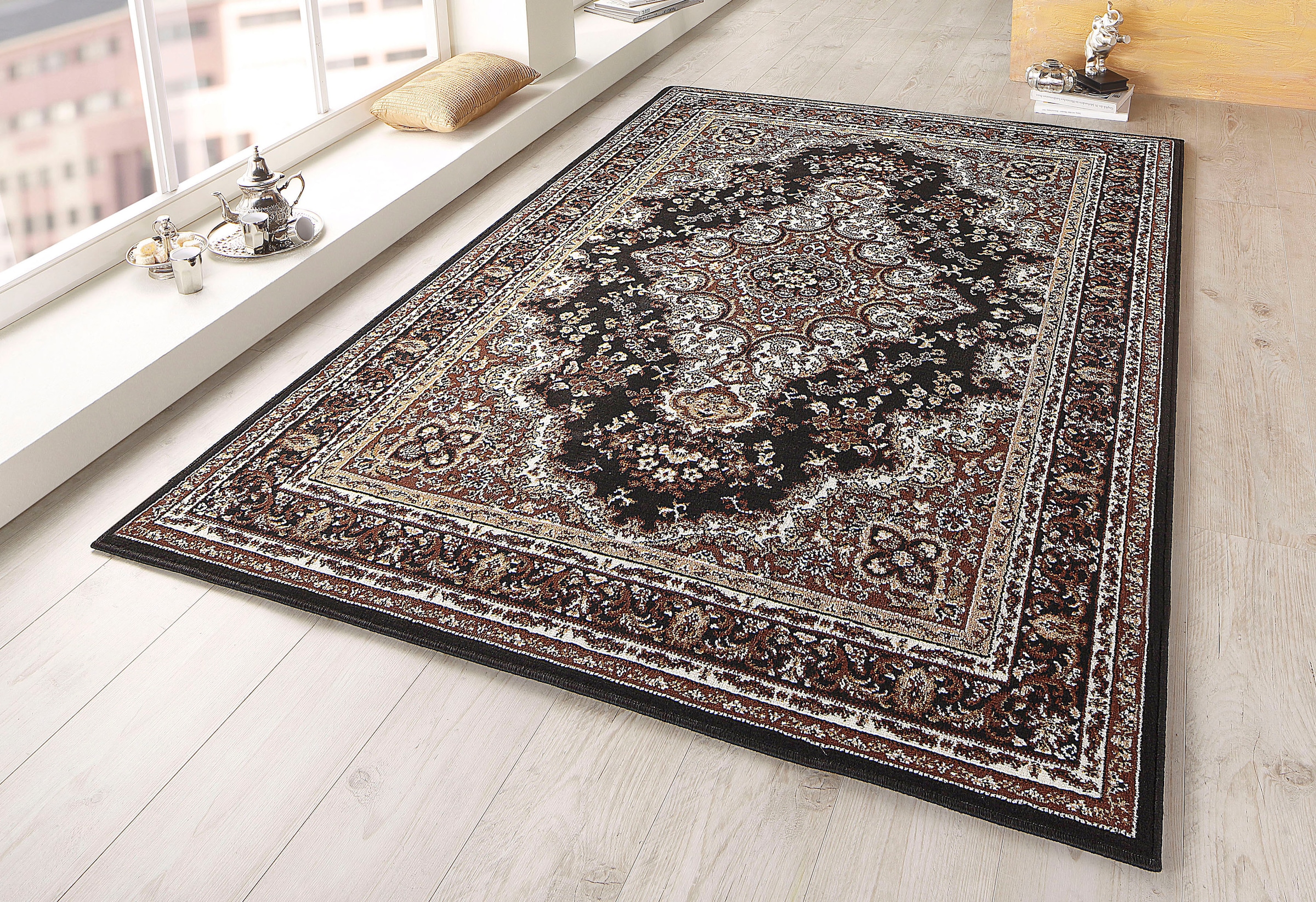 Home affaire Teppich »Oriental, Made in Belgium«, rechteckig, 7 mm Höhe, Orient-Optik, mit Bordüre, Teppich, Kurzflor, Weich