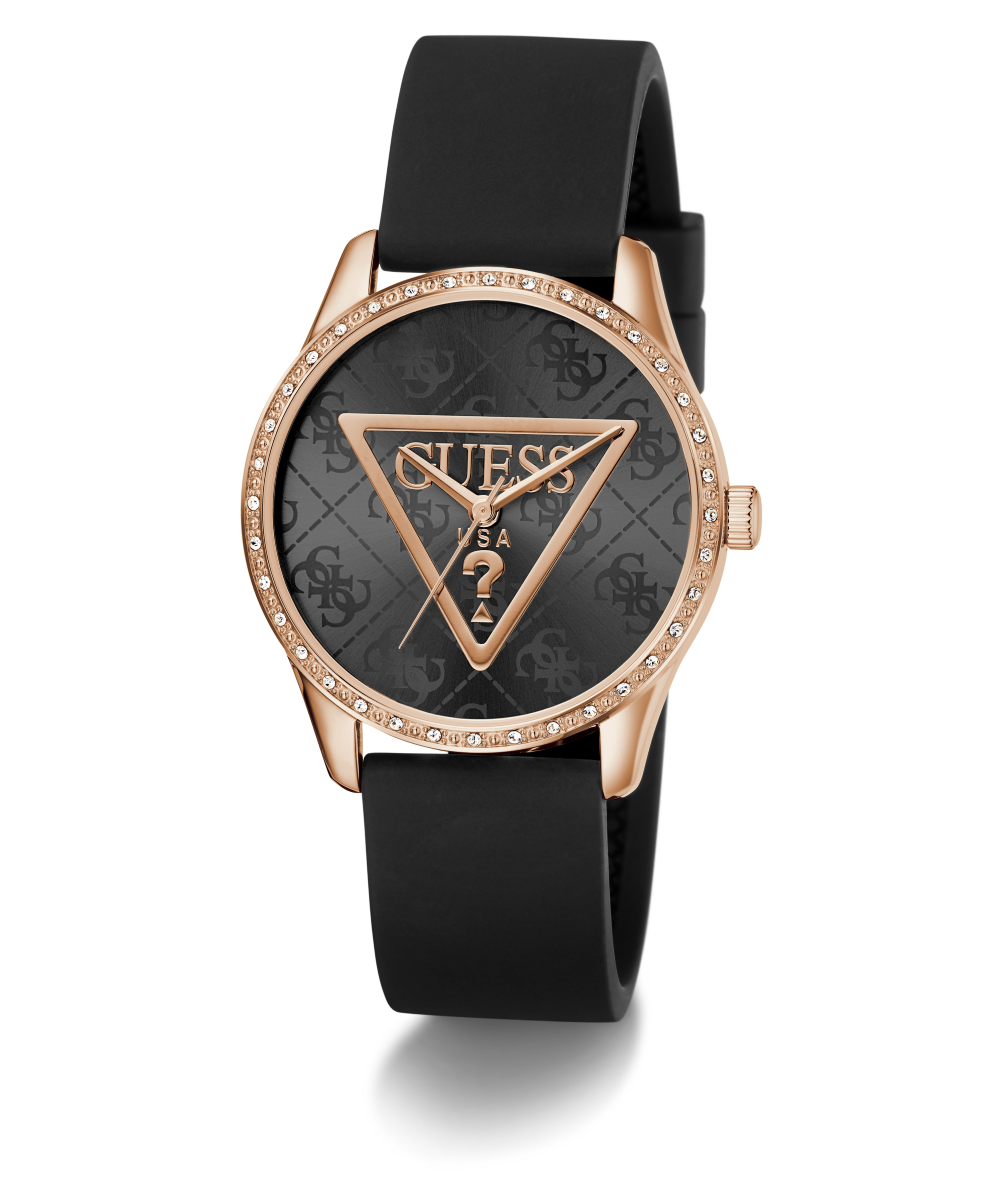 Guess Quarzuhr »ROXY« Armbanduhr, Damenuhr, Silikonarmband, Kristallglas