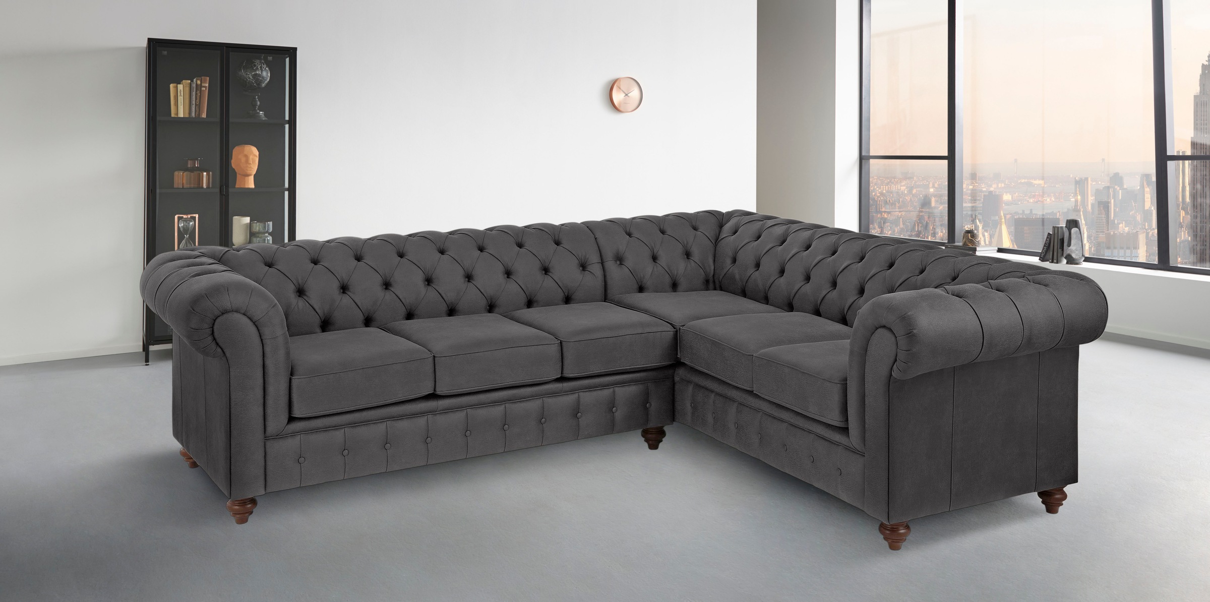Home affaire Chesterfield-Sofa »Chesterfield Ecksofa, auch in Leder L-Form«, hochwertige Knopfheftung, langer Schenkel links oder rechts wählbar