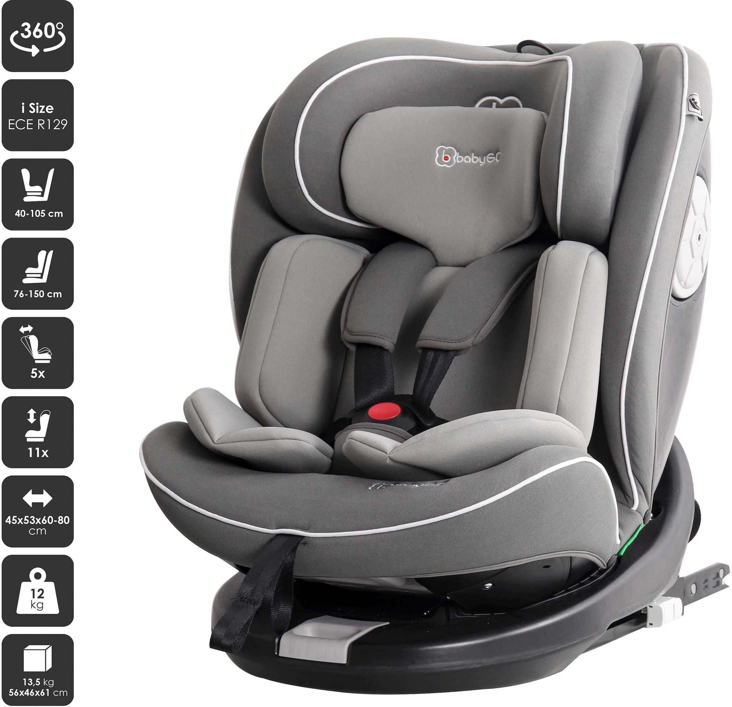 BabyGo Autokindersitz »Nova2 360 I Size«, für Körpergröße von 40-150 cm