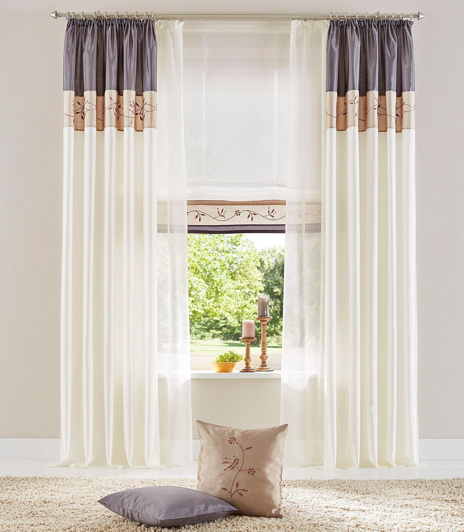 my home Raffrollo Bestickt, »Sorel«, mit Transparent, bei kaufen OTTO Polyester Klettband