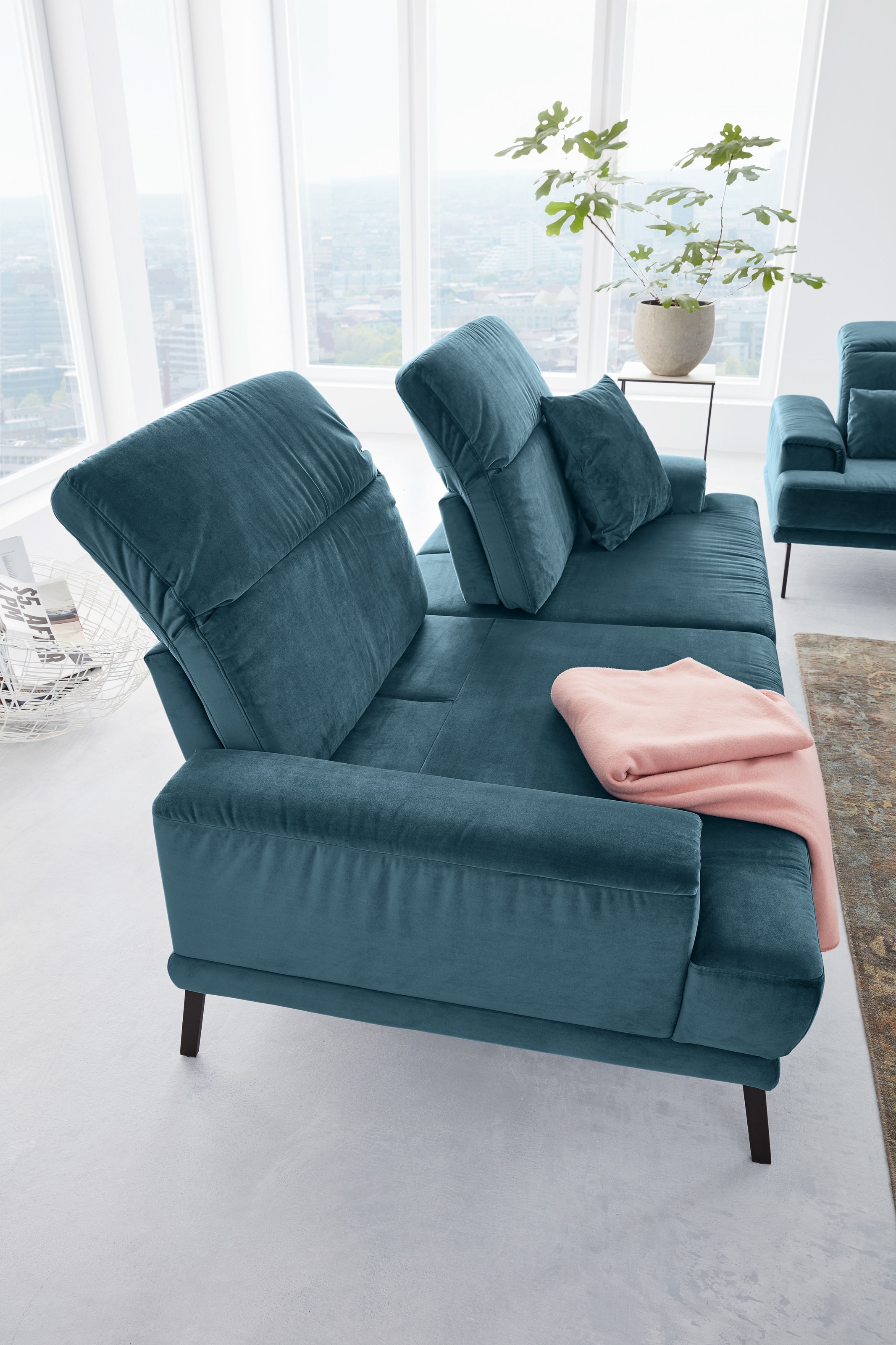 Musterring 2-Sitzer »MR 4580« inkl. Kopf- und Sitztiefenverstellung, Fuß schwarz, B198 x T103 cm