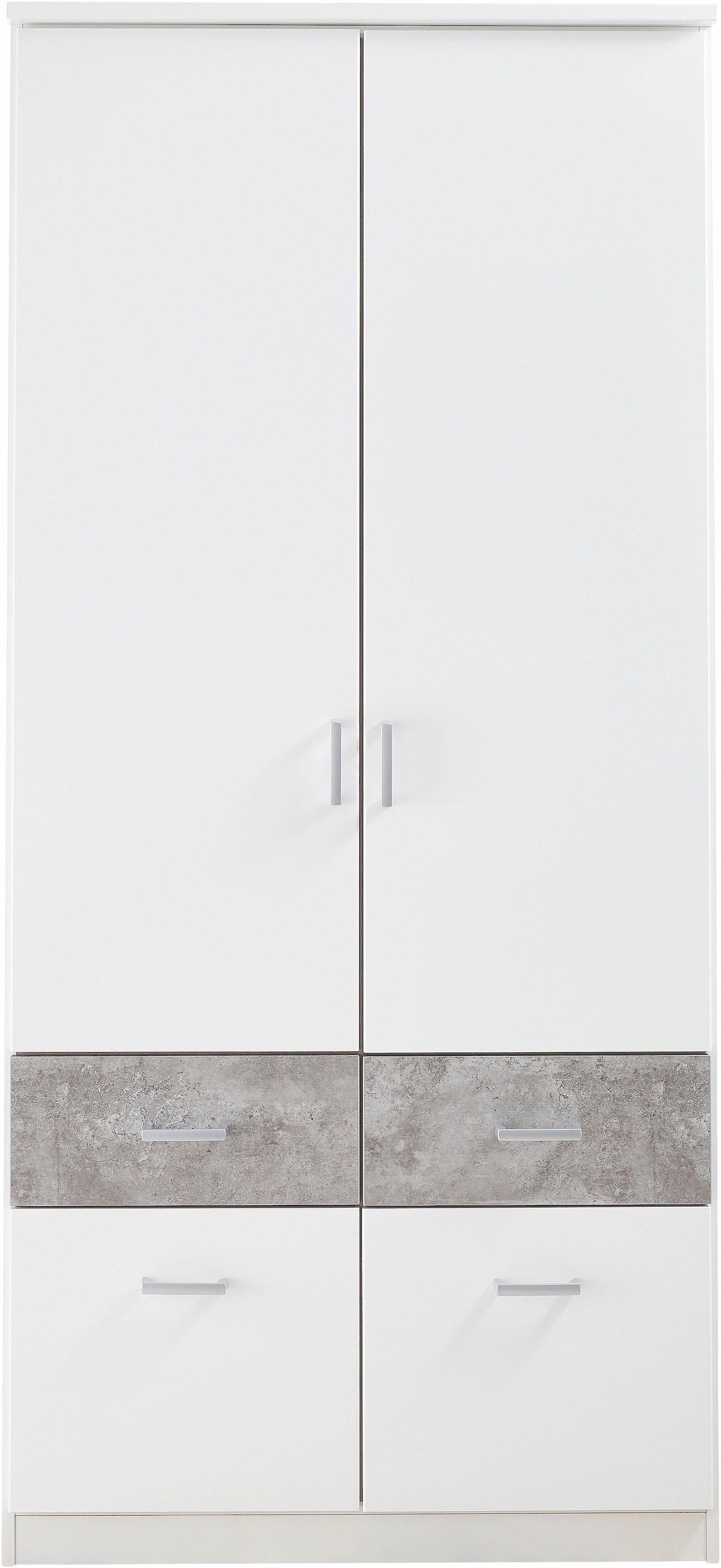 rauch Kleiderschrank »Kleiderschrank Schrank Garderobe deckenhoher Schrank BREMEN« optional mit Spiegel, Breiten: 91/136/181 cm, Höhe: 199 cm,  in vielen Farbvariationen, inkl. Kranzblende MADE IN GERMANY