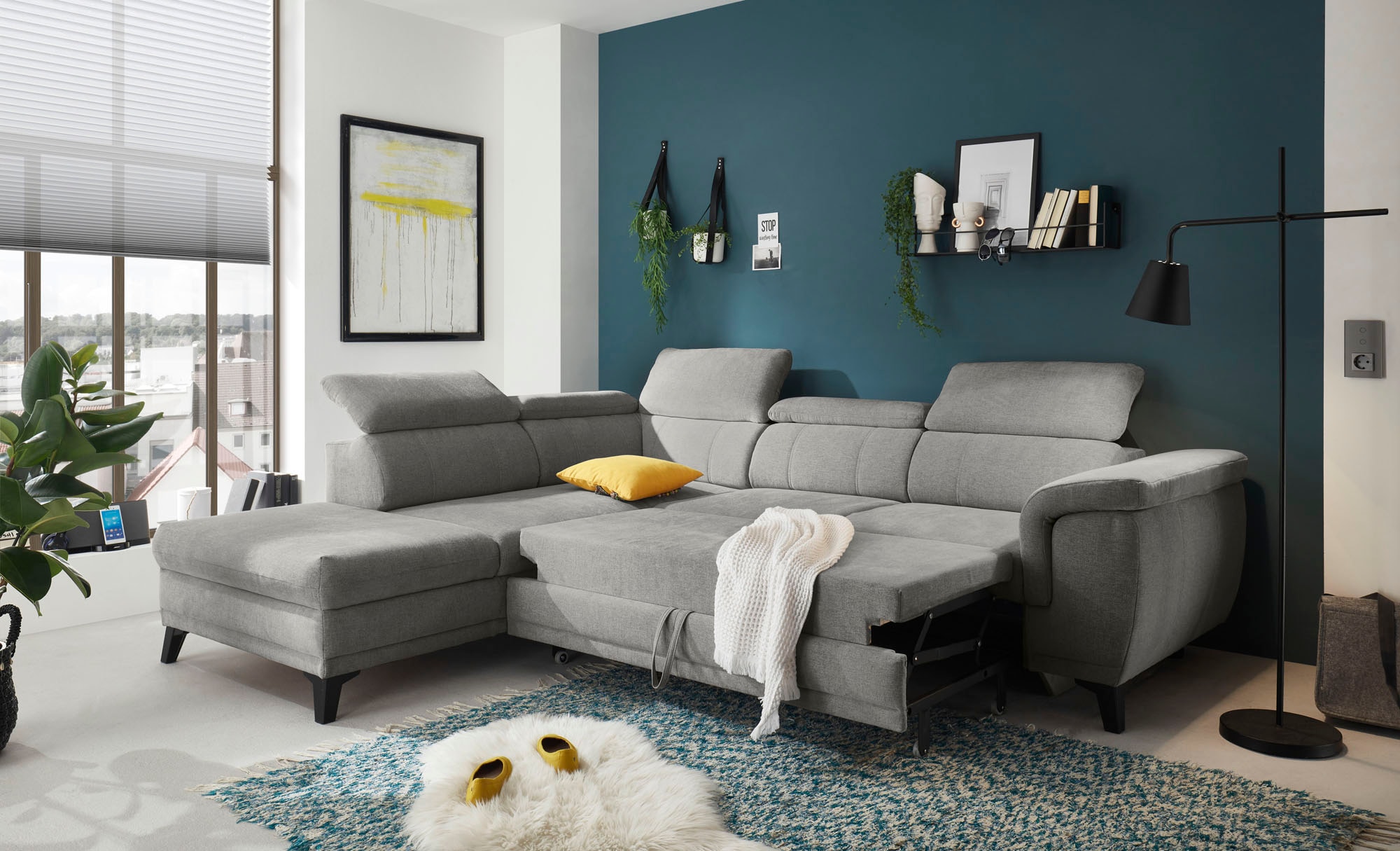 ED EXCITING DESIGN Ecksofa »Albany L-Form«, mit Bettfunktion, Bettkasten & Kopfteilverstellung
