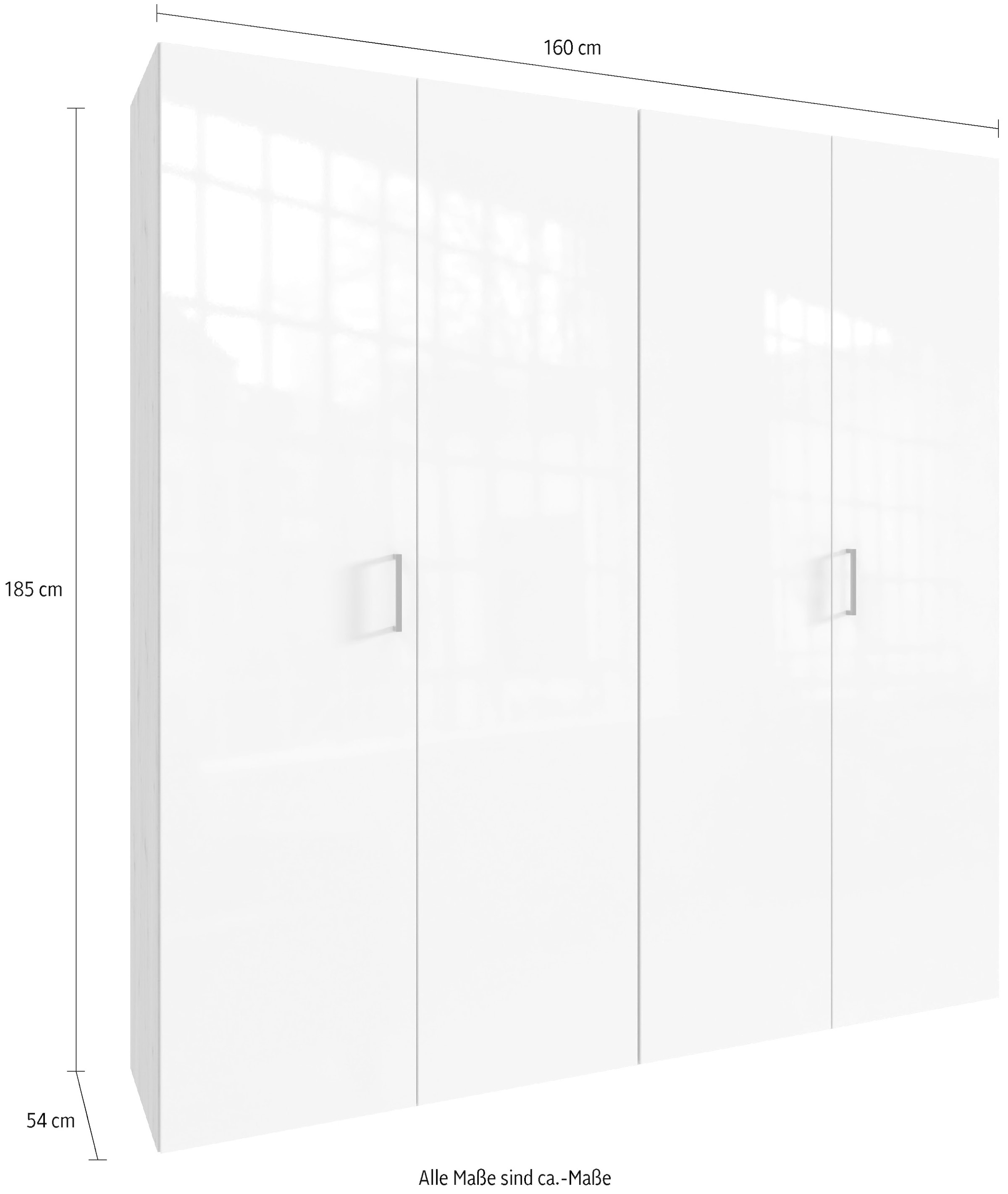Wimex Drehtürenschrank »Mugano, 135 oder 180cm breit, 208 oder 236cm hoch, Made in Germany«, (mit langen oder kurzen Griffen aus Metall), wahlweise mit oder ohne Spiegel, mit Schubladen