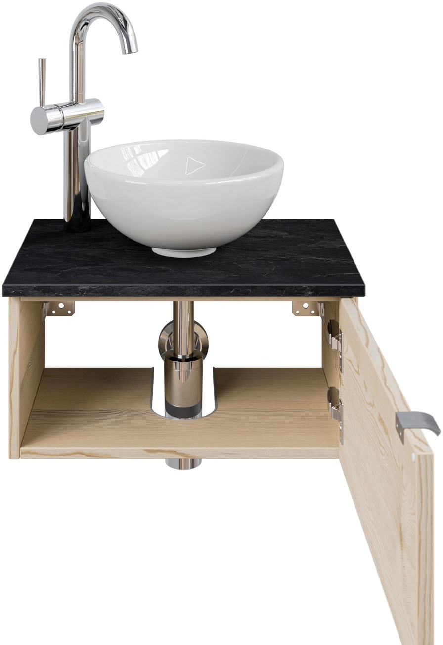 Saphir Waschtisch »Serie 6915 Waschschale mit Unterschrank für Gästebad, Gäste WC«, 51 cm mit Keramik-Aufsatzbecken und 1 Tür