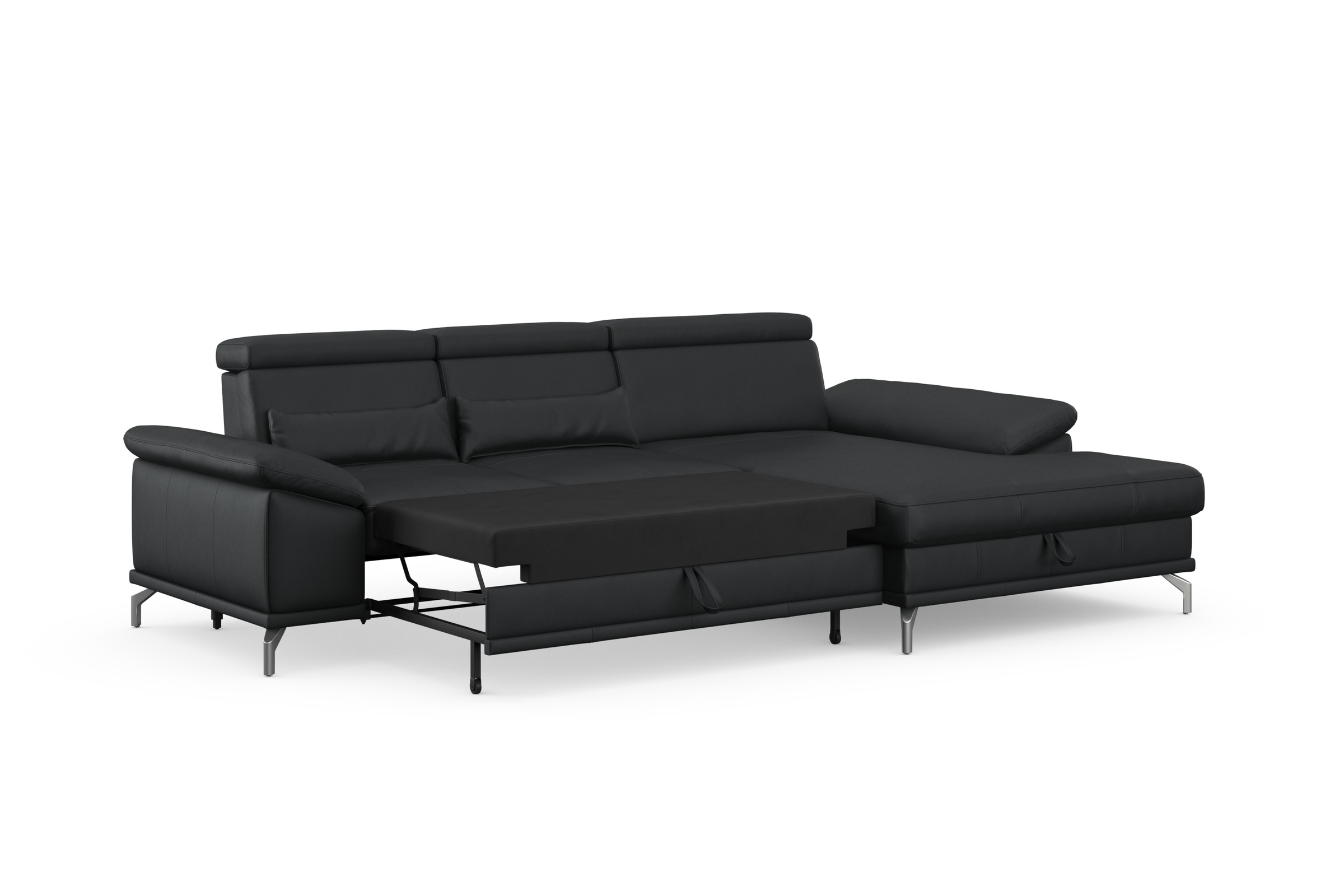 sit&more Ecksofa »Cabrio L-Form, mit Sitztiefenverstellung, Arm- und Kopfteilverstellung«, 2 Nierenkissen, Federkern, optional Bettfunktion und Stauraum