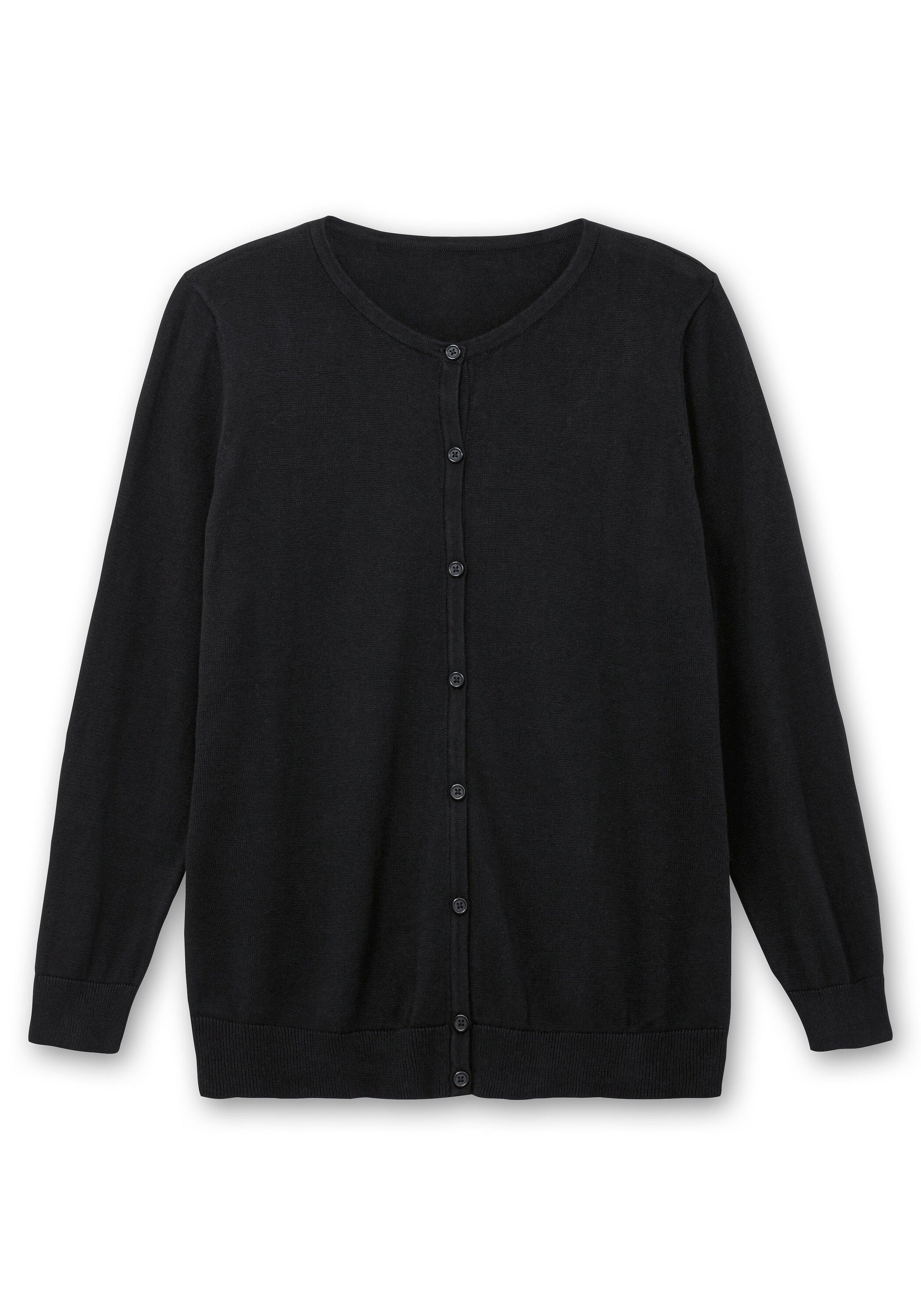 Sheego Strickjacke »Feinstrickjacke aus Baumwolle, mit Knopfleiste«