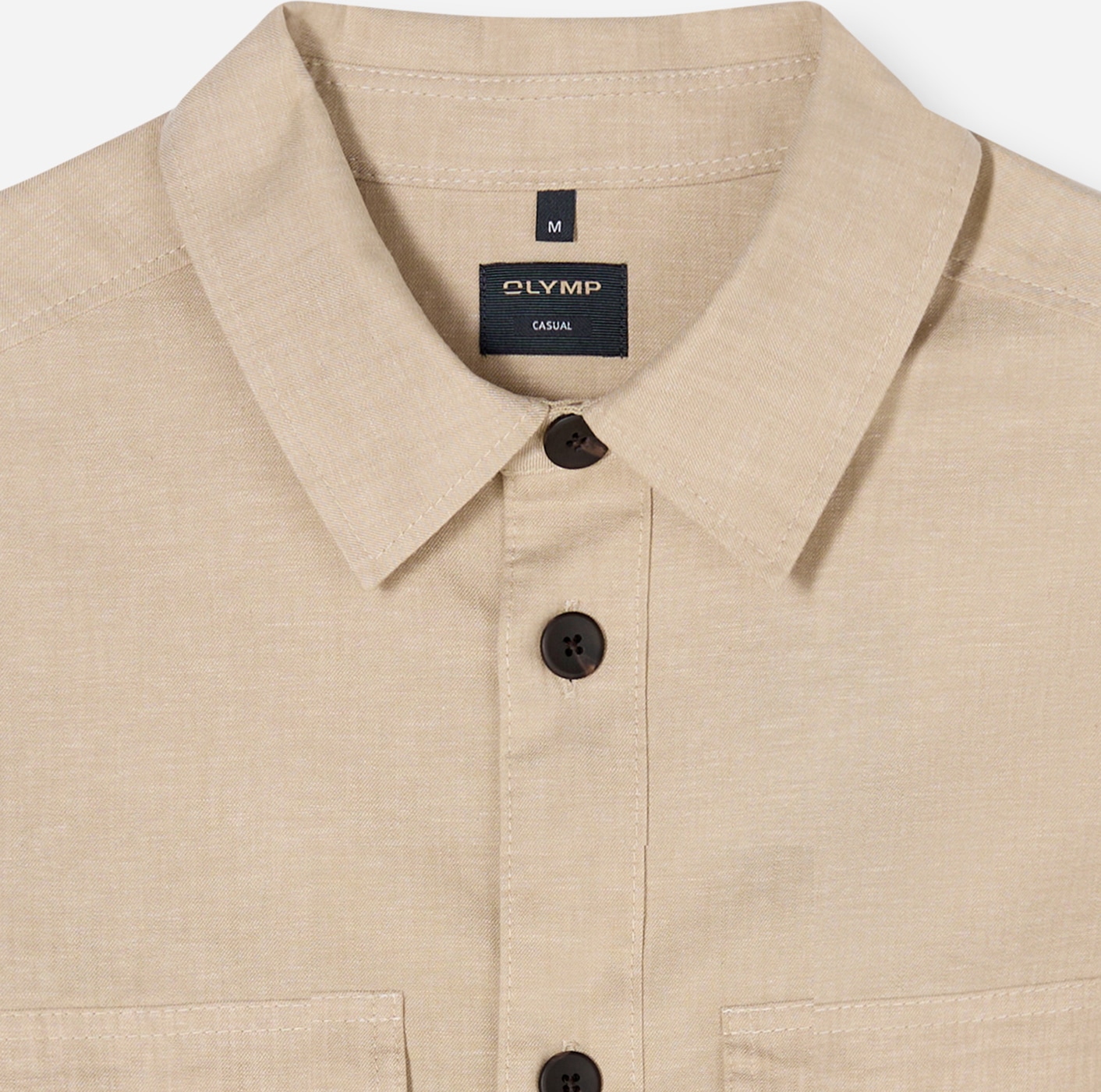 OLYMP Hemdjacke Overshirt, Leinen, Modern Fit, Kentkragen