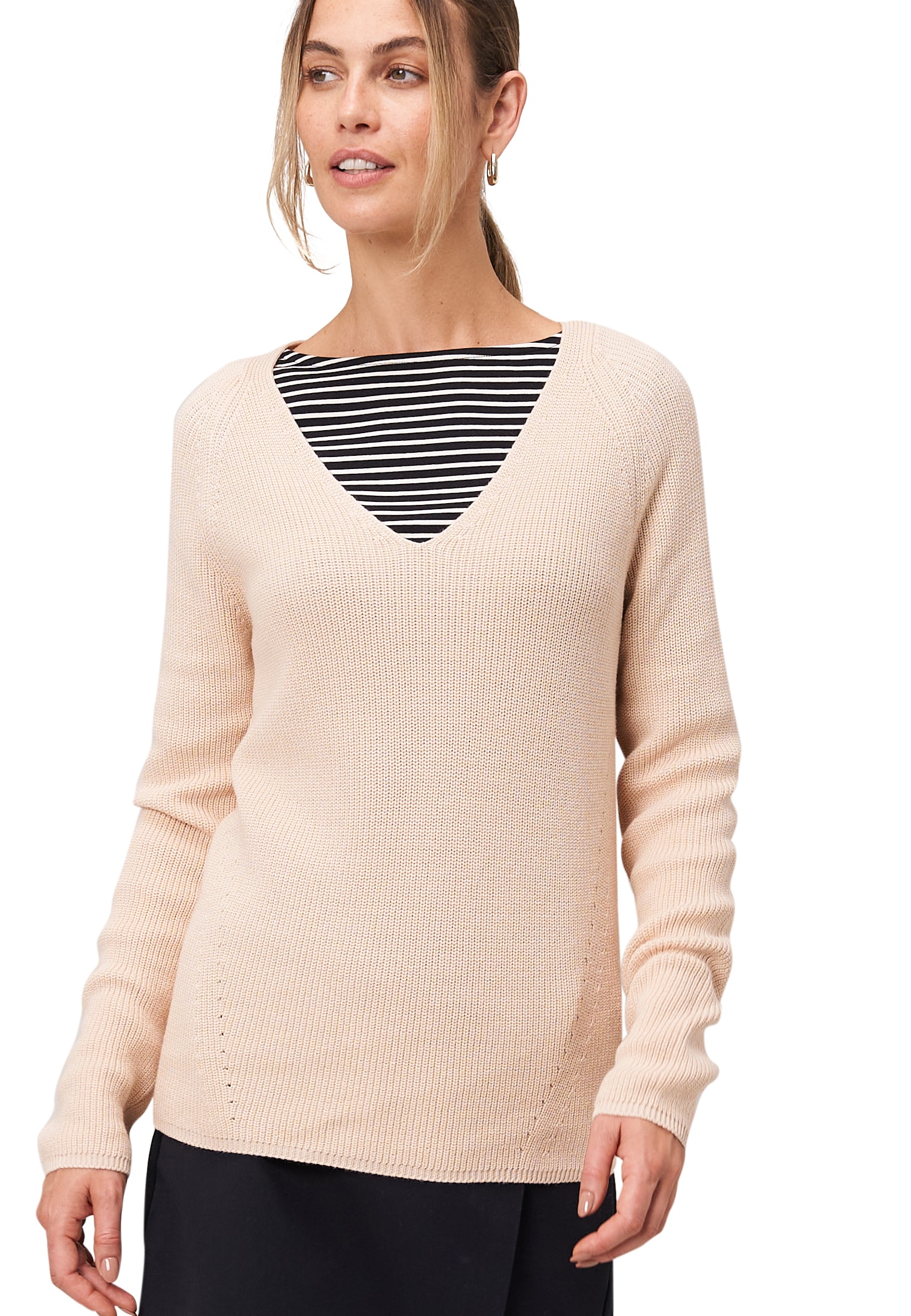Zero Strickpullover »Strukturpullover mit V-Ausschnitt«