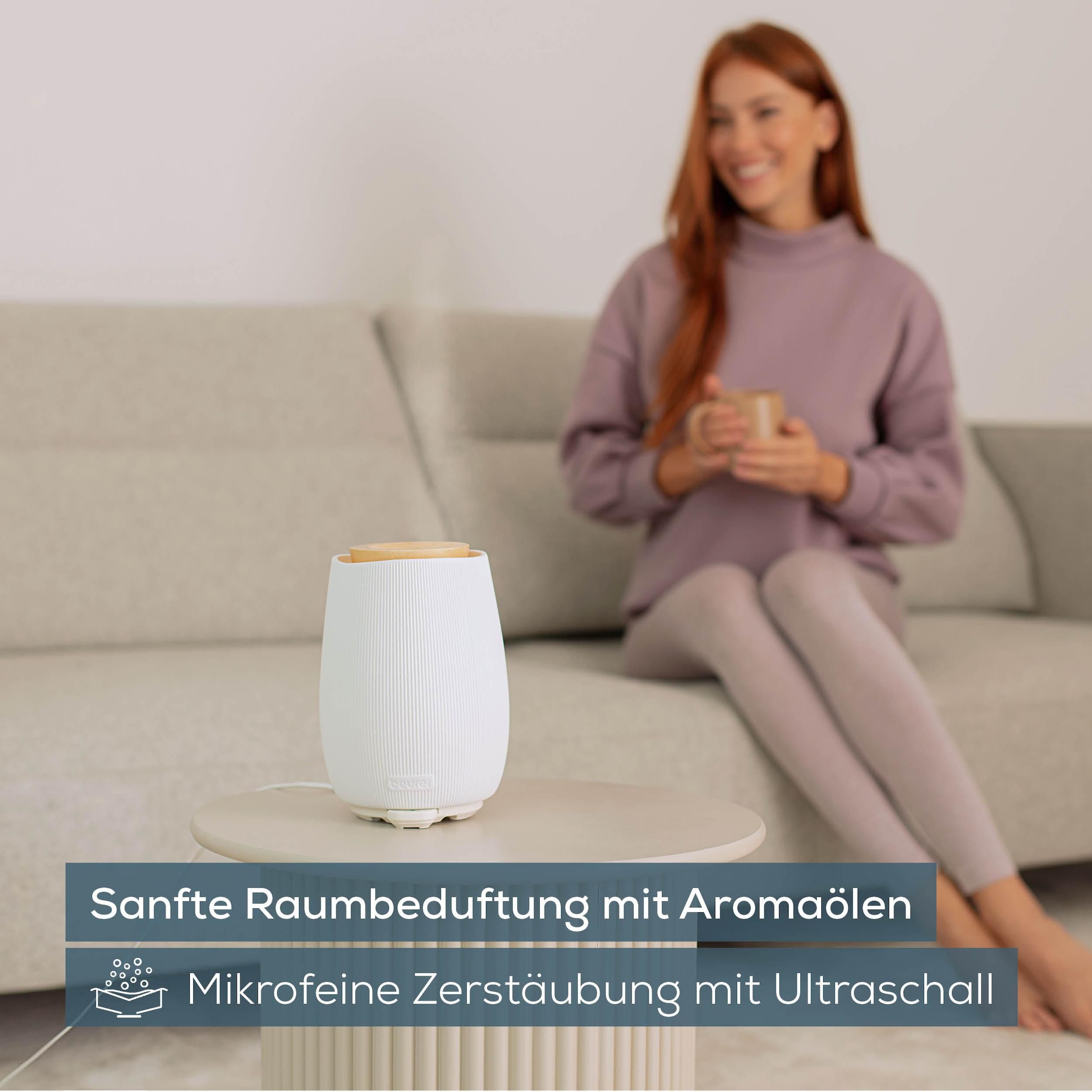 BEURER Diffuser »LA 45 Aroma Diffuser mit zweistufiger Vernebelung« 0,14 l Wassertank Elegantes Design, zur Raumbeduftung mit Aromaölen geeignet