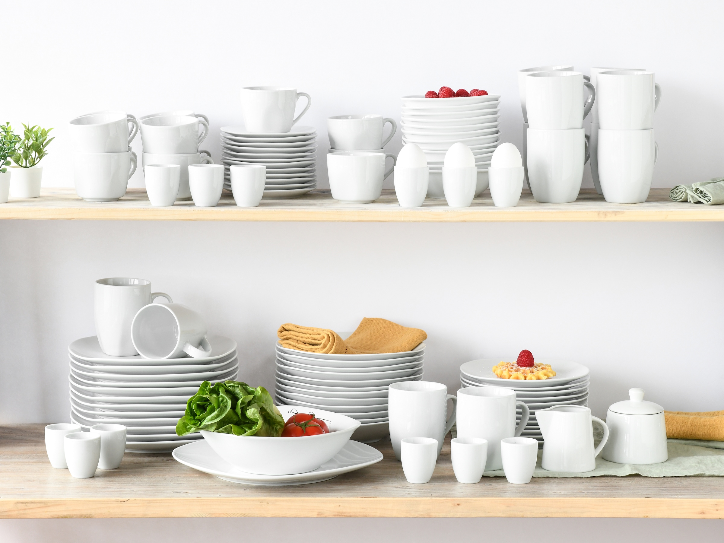 CreaTable Kombiservice »Geschirr-Set Square«, (Set, 100 tlg., Kaffeeservice und Tafelservice im Set, für 12 Personen), Service, weiß, quadratische klassische Form, 100 Teile für 12 Personen