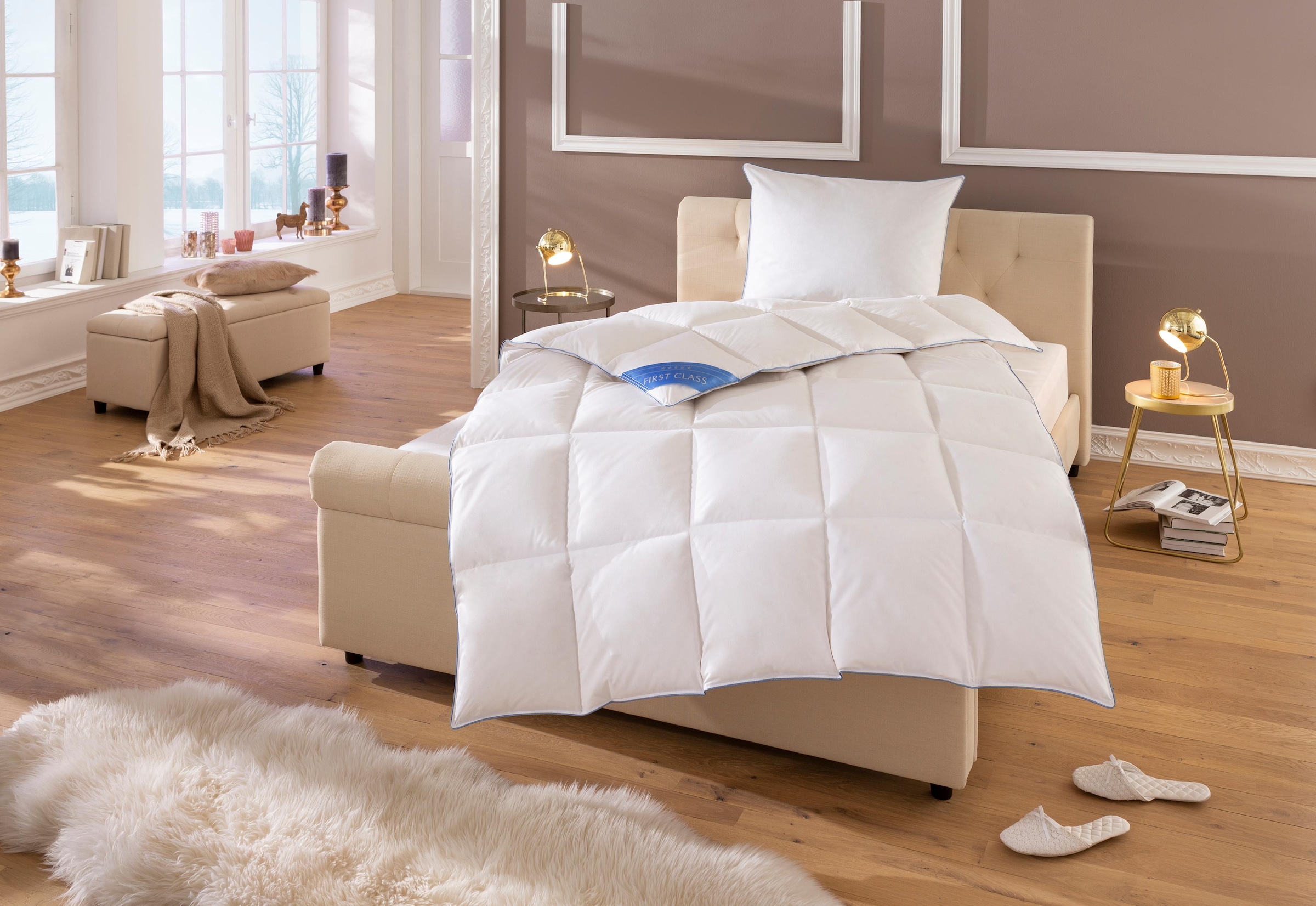 Hanse By Ribeco Daunenbettdecke + Federkissen »Lina« Spitzenqualität zum Superpreis in weiß, Größe B/L: 80 cm x 80 cm Anzahl Teile 1