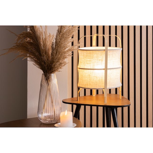 Home affaire Tischleuchte »McAnany Way«, 1 flammig-flammig, Tischlampe mit  Textil Schirm und Holz Rahmen, E27, beige/natur im OTTO Online Shop