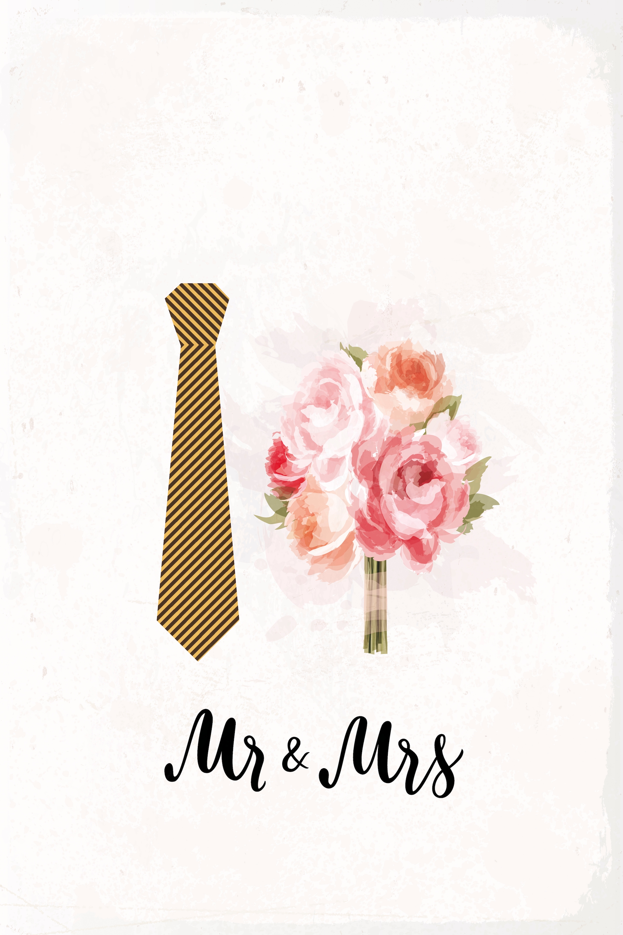 queence Metallbild »Mr & Mrs«, Schriftzüge-Schriftzug-Blumen, (1 St.), Stahlschilder