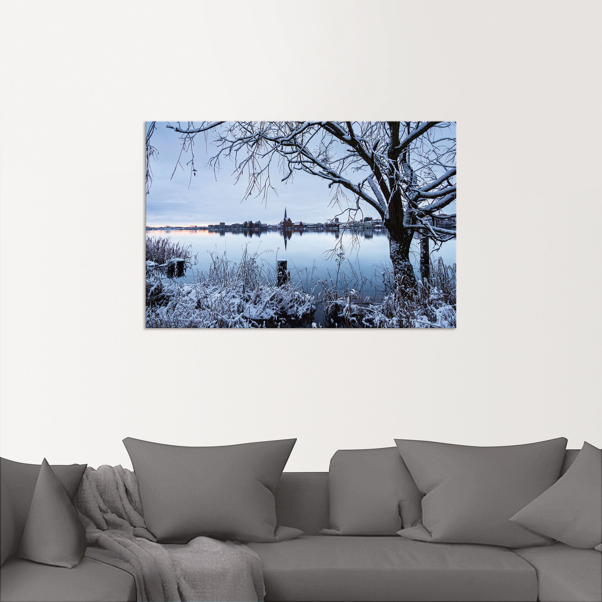 Artland Wandbild »Warnow Hansestadt Rostock im Winter«, Rostock, (1 St.), als Alubild, Leinwandbild, Wandaufkleber oder Poster in versch. Größen