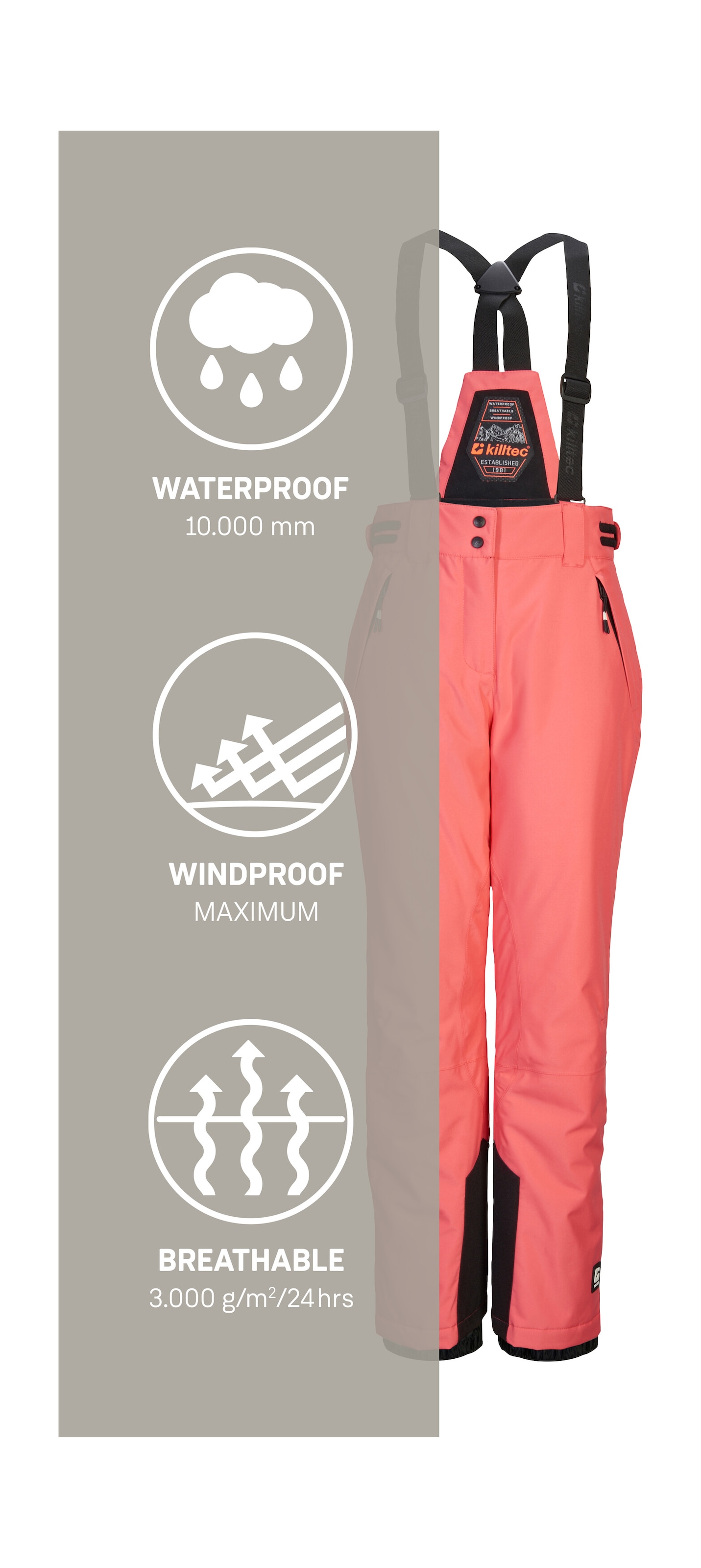 Killtec Skihose »KSW 213 GRLS SKI PNTS«, Wasserdichte, atmungsaktive Skihose mit verstellbarer Taille