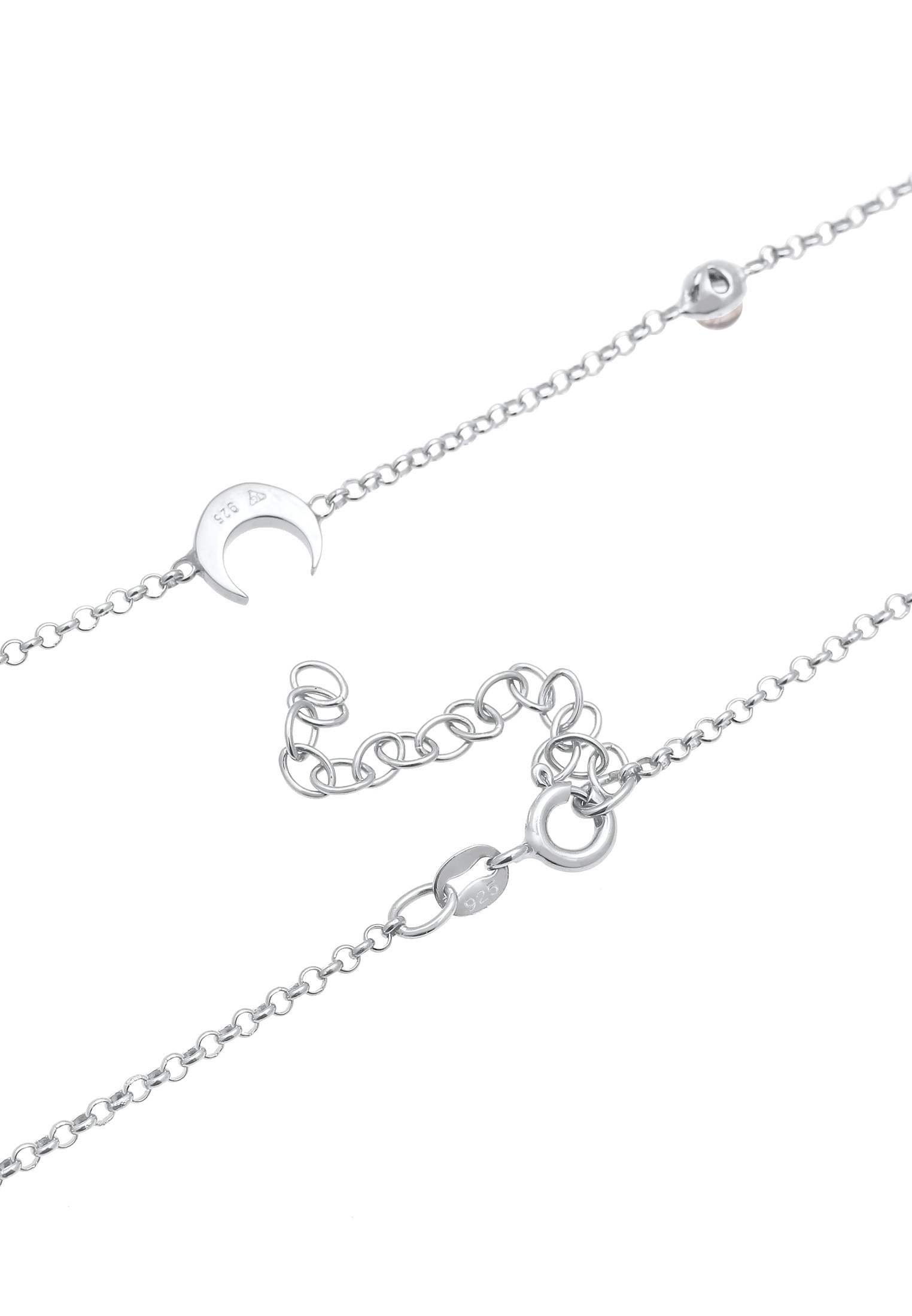 Elli Silberkette »Halskette Halbmond Astro Mondstein 925 Silber«