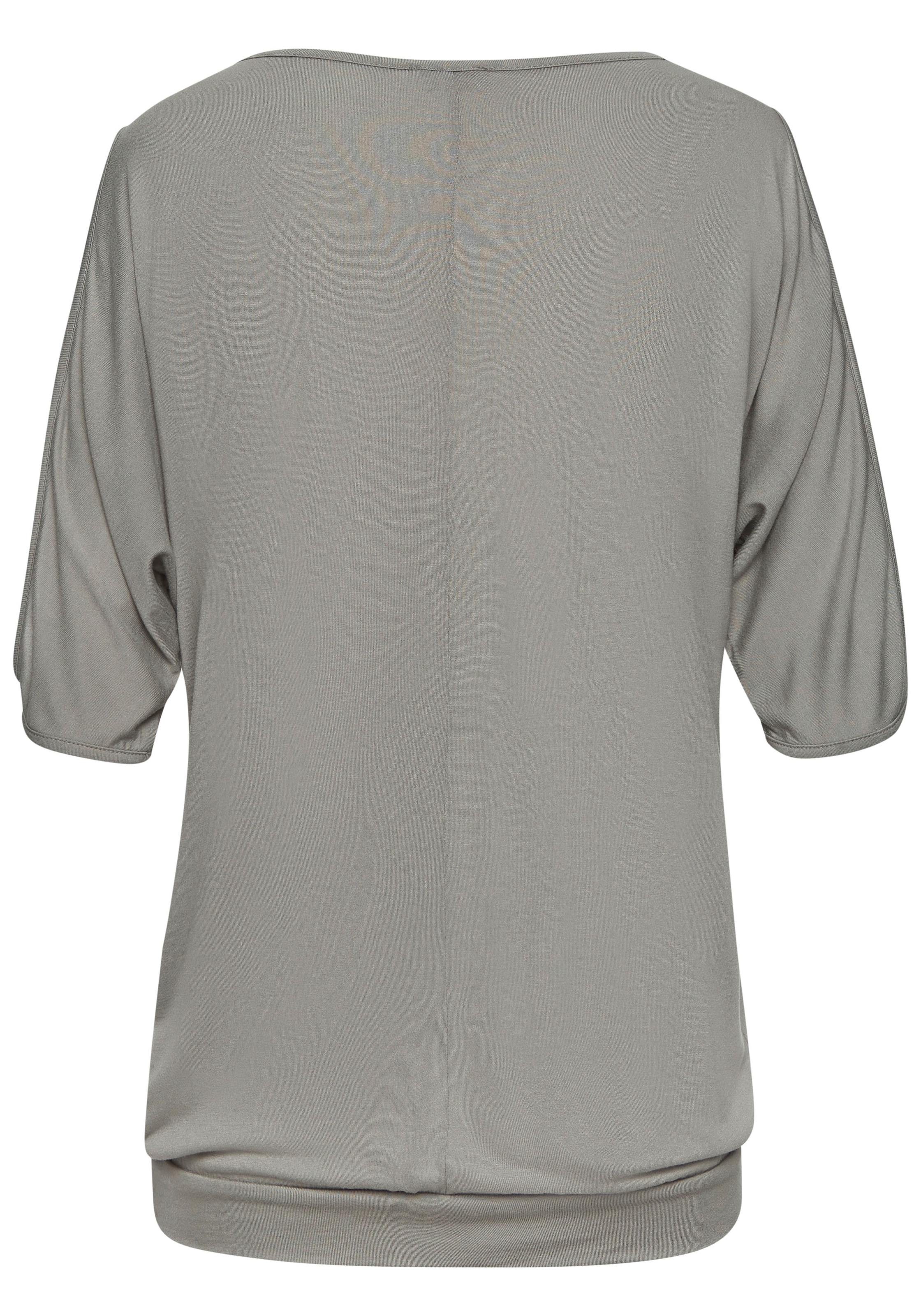 LASCANA Strandshirt, mit Schlitzen an den Ärmeln, Kurzarmshirt, schulterfrei