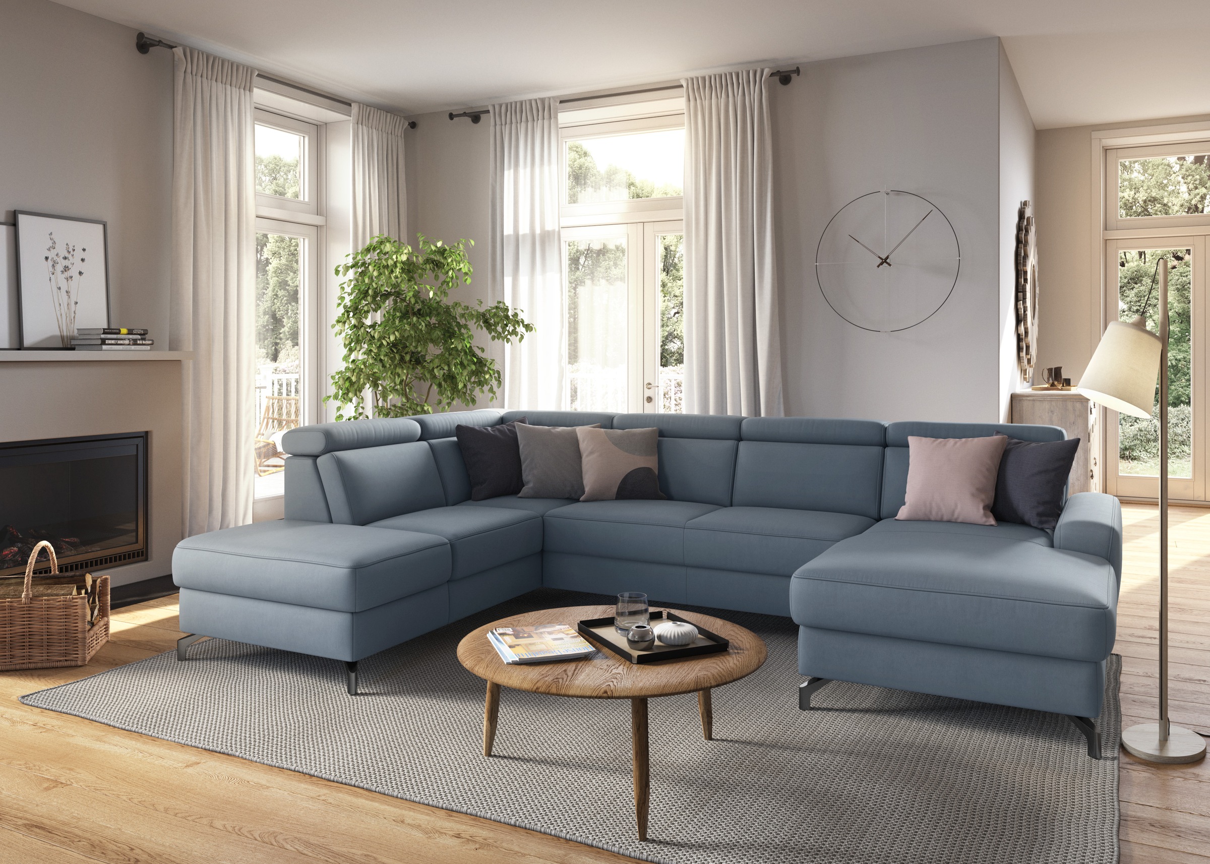 sit&more Wohnlandschaft »Scarlett U-Form«, inklusive Kopfteilverstellung, wahlweise mit Bettfunktion, Bettkasten
