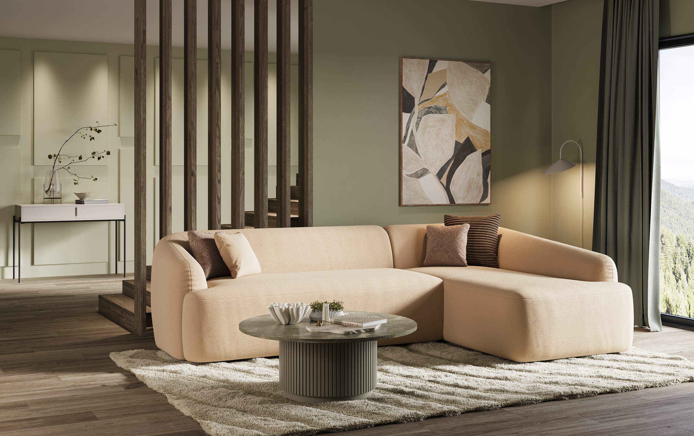 Home affaire Ecksofa »Nergal, organisches Design, Breite 296cm, L-Form« Modernes Design, schlichte Optik, stilvoller Blickfang im Wohnzimmer