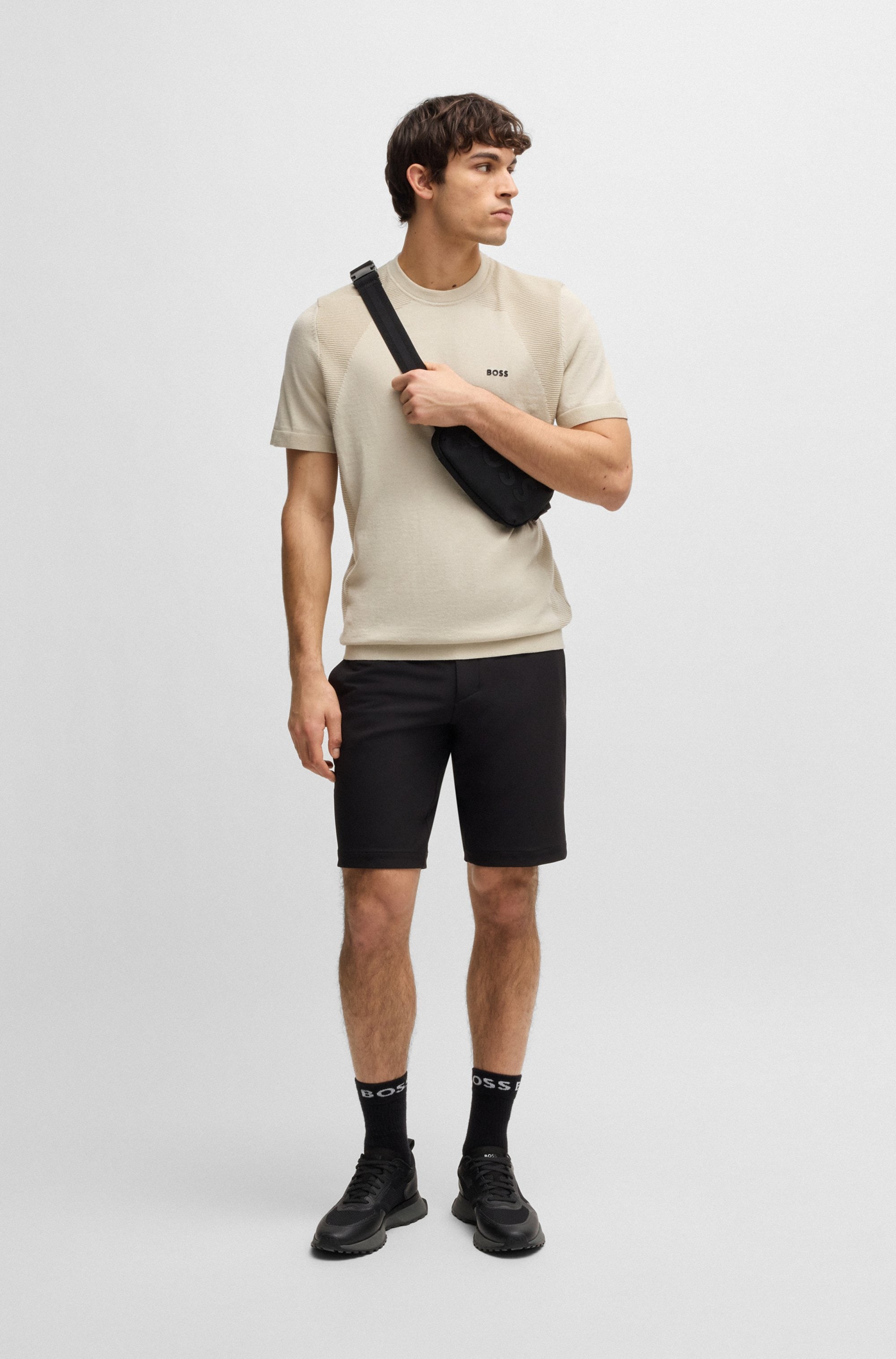 BOSS GREEN Rundhalspullover »Momentum Lite T24«, mit Strukturmix