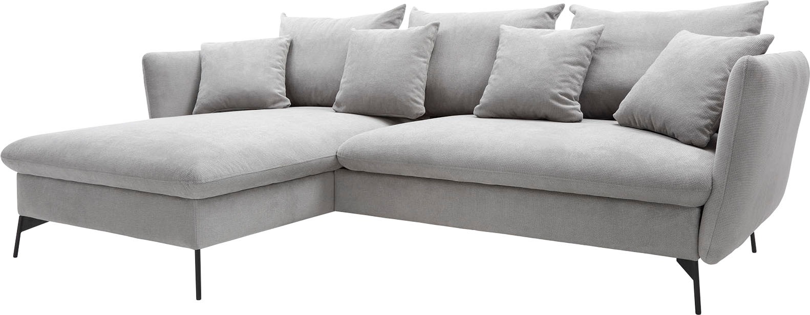 andas Ecksofa »LIVORNO,258 cm, L-Form,«, Schlaffunktion u. Bettkasten (139/224cm), Samt, Struktur, Webstoff