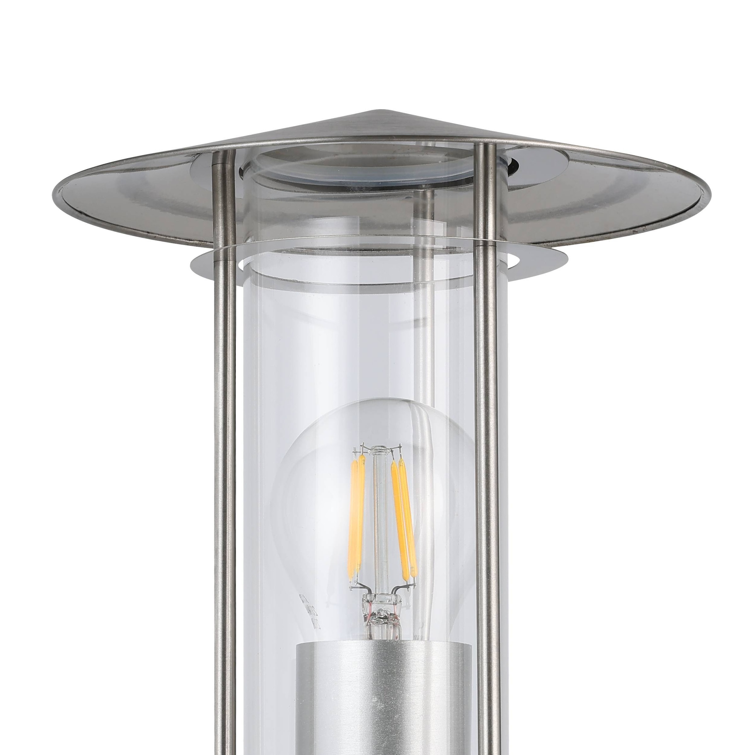 EGLO Wandleuchte »Lisio Außen-Wandlampe, Außenlampe, Wegeleuchte, silber, E27, IP44« E27 1 Stk. Wand-/Deckenleuchte - L17,5 x H30 x AL22,5cm - edelstahl - 1X60W exkl.