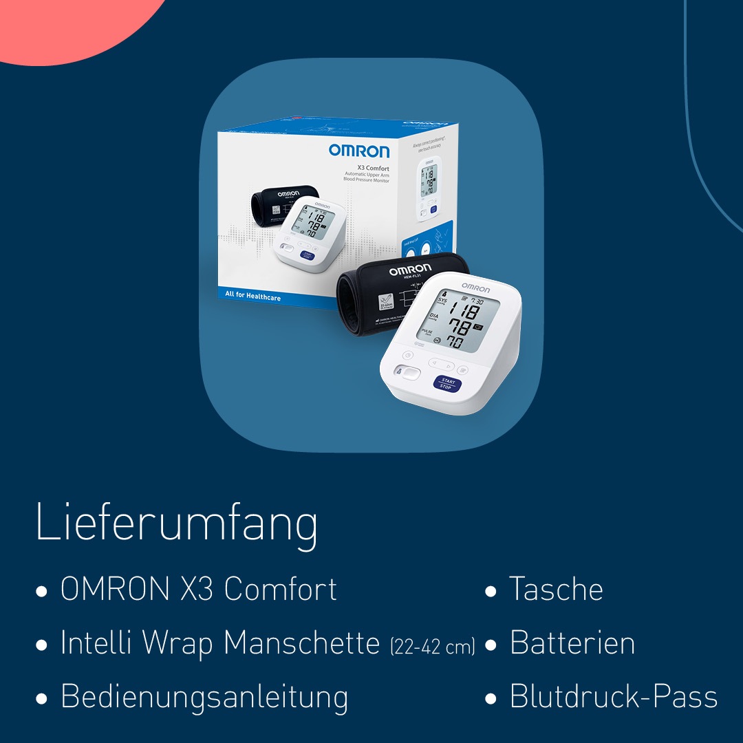 Omron Oberarm-Blutdruckmessgerät »X3 Comfort«, mit Bluthochdruckindikator