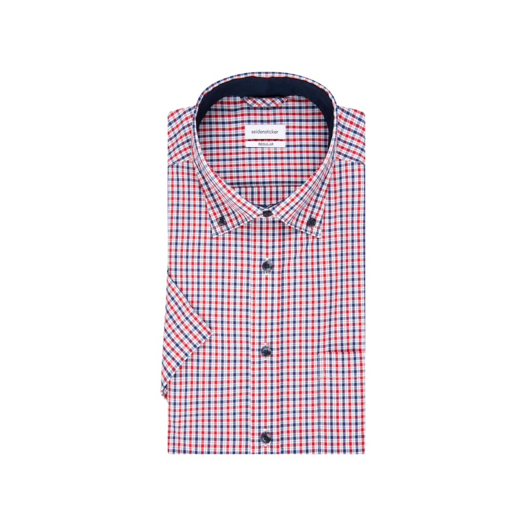 seidensticker Businesshemd »Regular«, Regular Kurzarm Button-Down-Kragen Karo