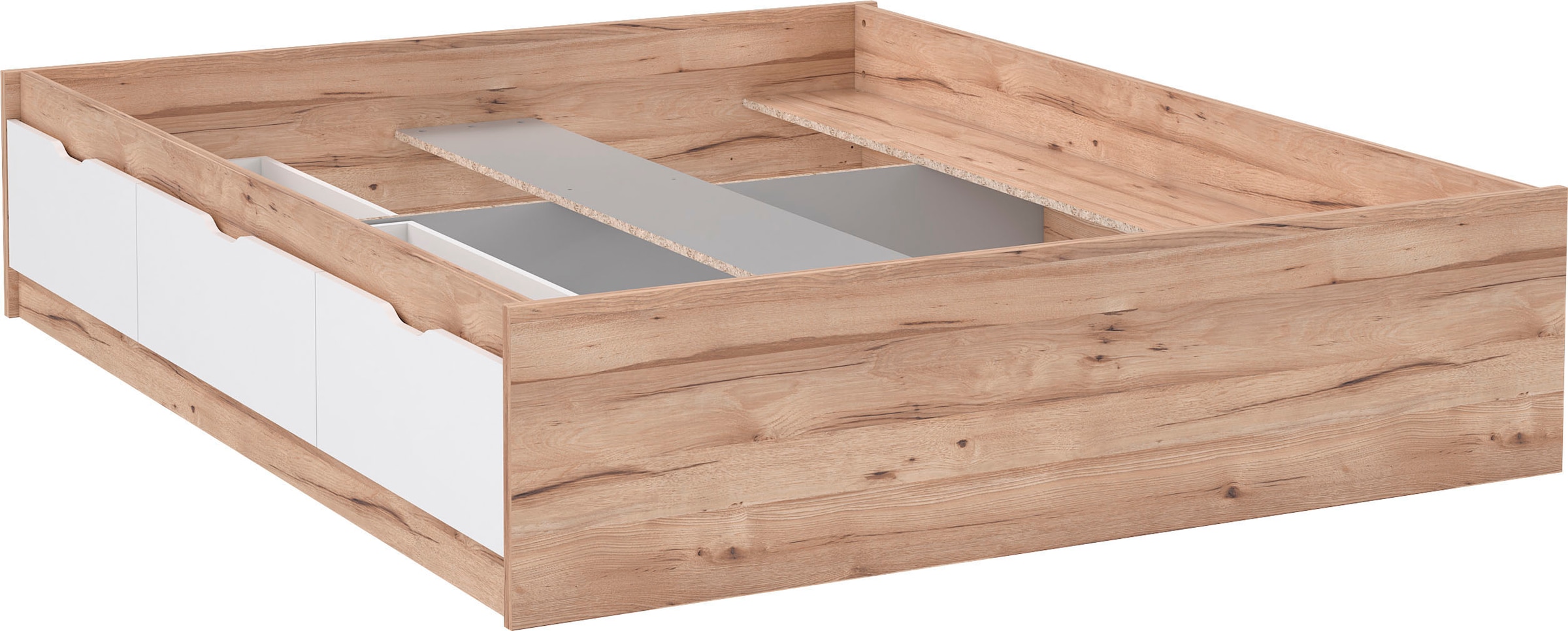 FORTE Stauraumbett »Vankka, viel Stauraum, skandinavisches Design«, mit 3 Schubladen, weitere Produkte zur Serie erhältlich
