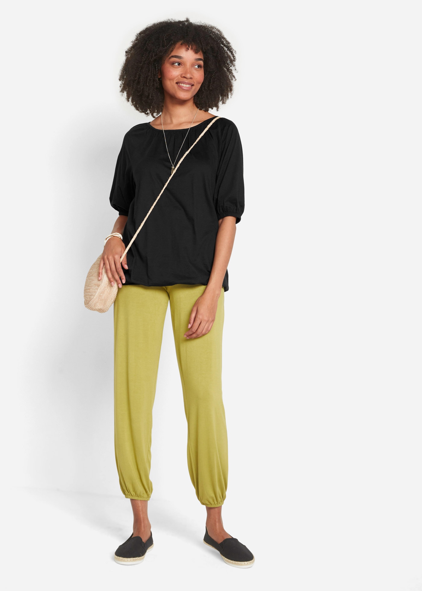 bonprix T-Shirt »Shirt aus reiner Baumwolle« Ballonform, lockere Passform, Halbarm-Design, aus reiner Baumwolle