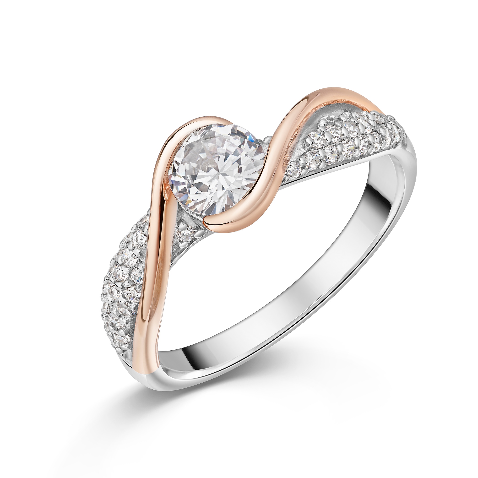 Firetti Fingerring »Schmuck Geschenk Silber 925 Damenring Ring bicolor« mit Zirkonia (synth.)