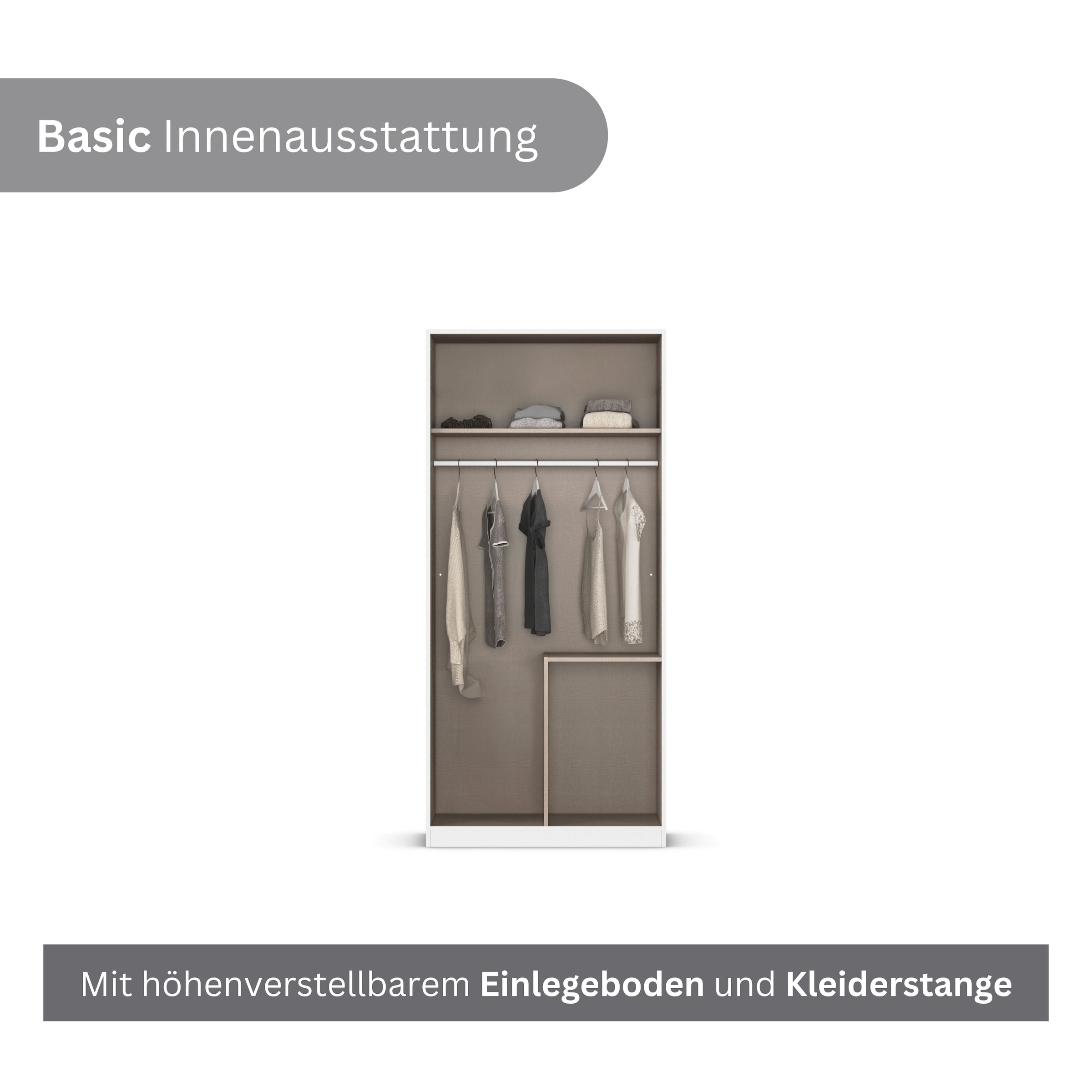 rauch Drehtürenschrank »Kleiderschrank Schrank Garderobe Ankleide Schlafzimmerschrank YLVA« Breiten: 90/135/180 cm, Höhe 197 cm,  skandinavischer Style mit Rahmenfront und Knopfgriffen MADE IN GERMANY