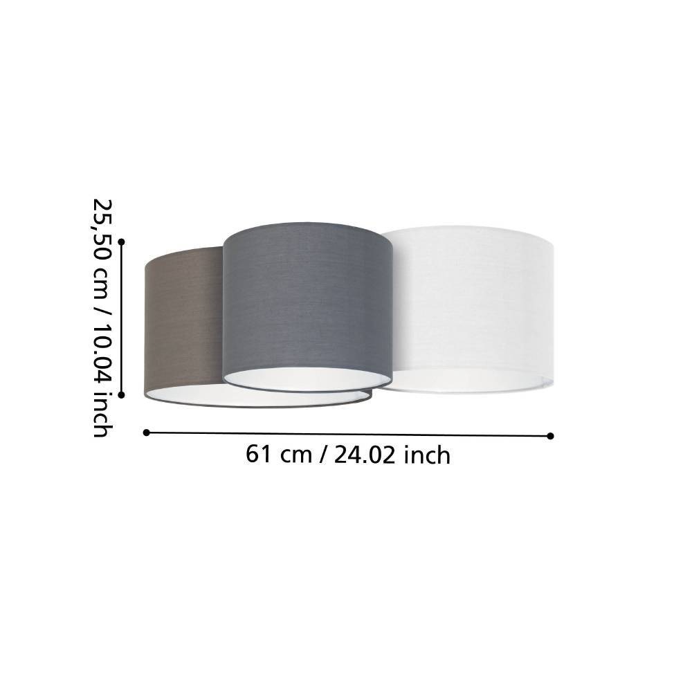 EGLO Deckenleuchte »PASTORE«, 3 flammig, Leuchtmittel E27 | Leuchtmittel wechselbar-ohne Leuchtmittel, Wohnzimmer, Esszimmer, Schlafzimmer, Textilschirme, 61x49,5x25,5cm