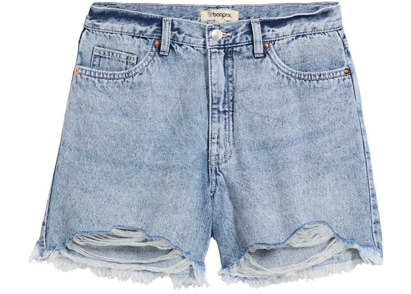 bonprix Shorts  aus Baumwolle, Loose Fit, hoher Bund, offener Saum, Casual Stil