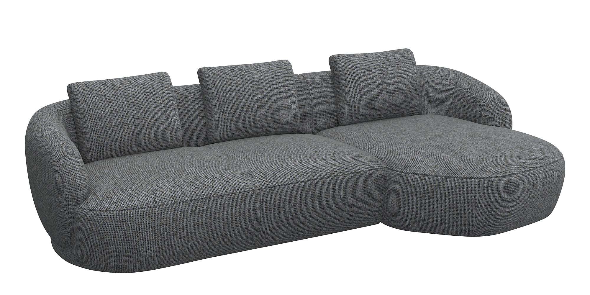 FLEXLUX Wohnlandschaft »Torino, rund, L-Form, Sofa-Ecke mit Recamiere, Longchair-Sofa«, Modernes, organisches Sofa-Design, Kaltschaum, Wellenunterfederung