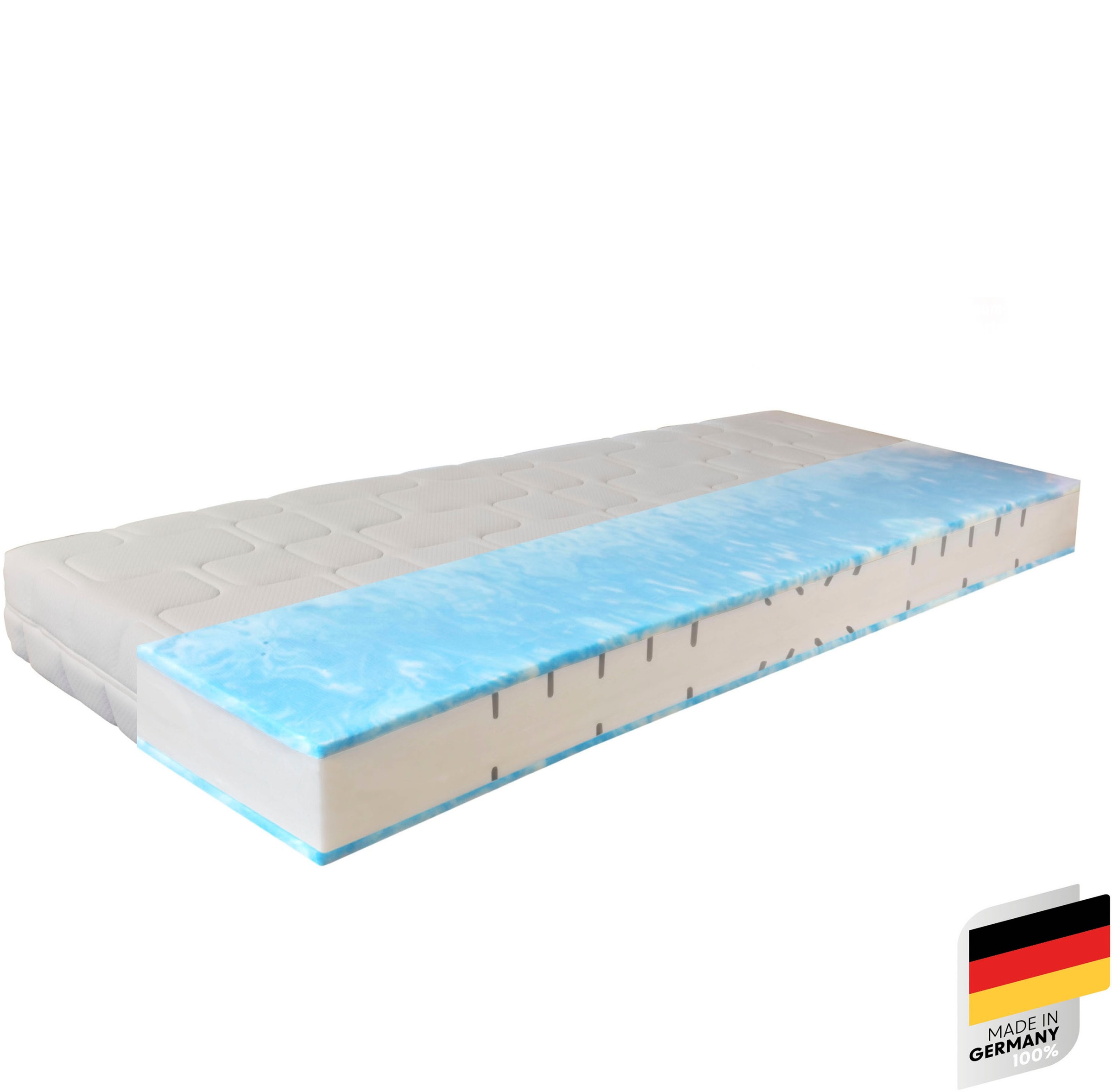 Beco Gelschaummatratze »GUMO MAXX, 7 Zonen Matratze 90x200,140x200 und weitere Größen«, 25 cm hoch, (1 St.), druckentlastende Gelschaumauflage, weiche & feste Seite, atmungsaktiv