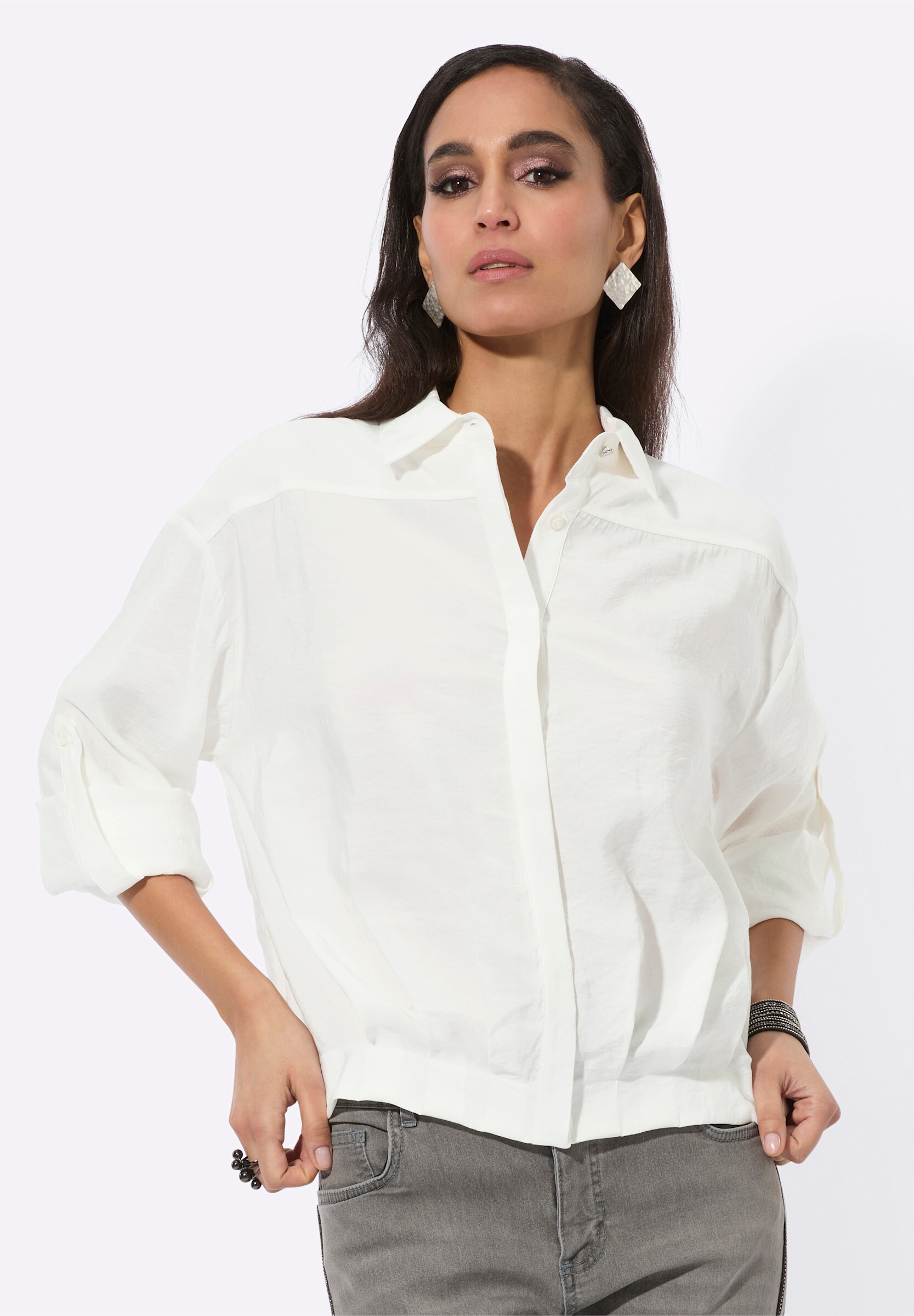 creation L Klassische Bluse »Modal-Bluse Hemdbluse in Crinkle-Qualität«