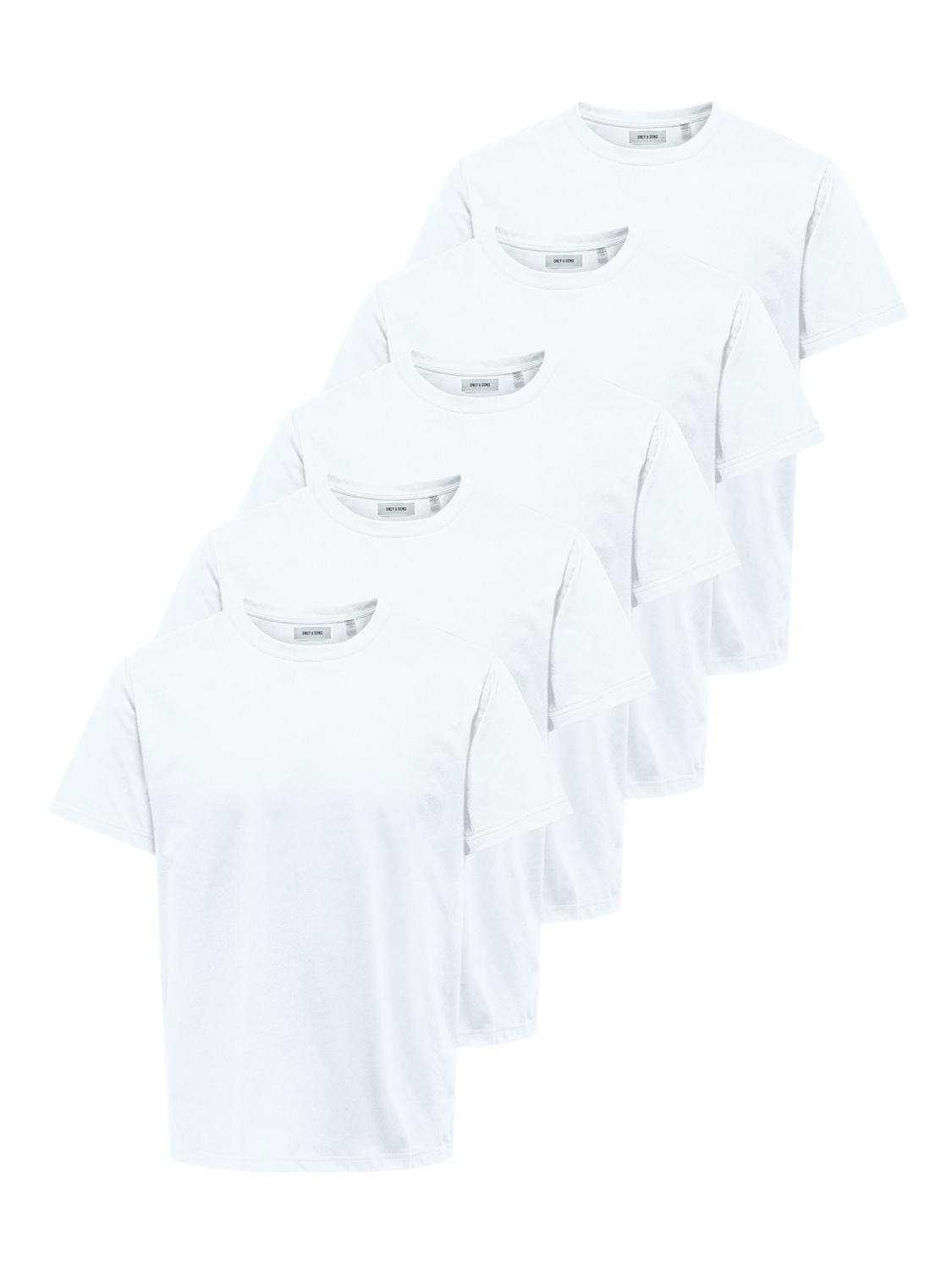 ONLY & SONS Rundhalsshirt »ONSJEFF REG SS TEE 5-PACK OTL« Packung, 5 tlg.