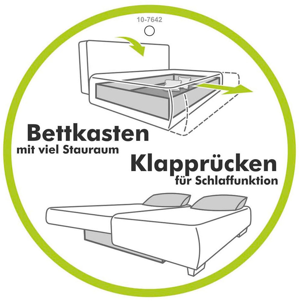 Jockenhöfer Gruppe Ecksofa »Starlight, L-Form, mit indirekter dimmbarer LED-Beleuchtung«, Gästebettfunktion; Stauraum/Bettkasten, mit Kissen