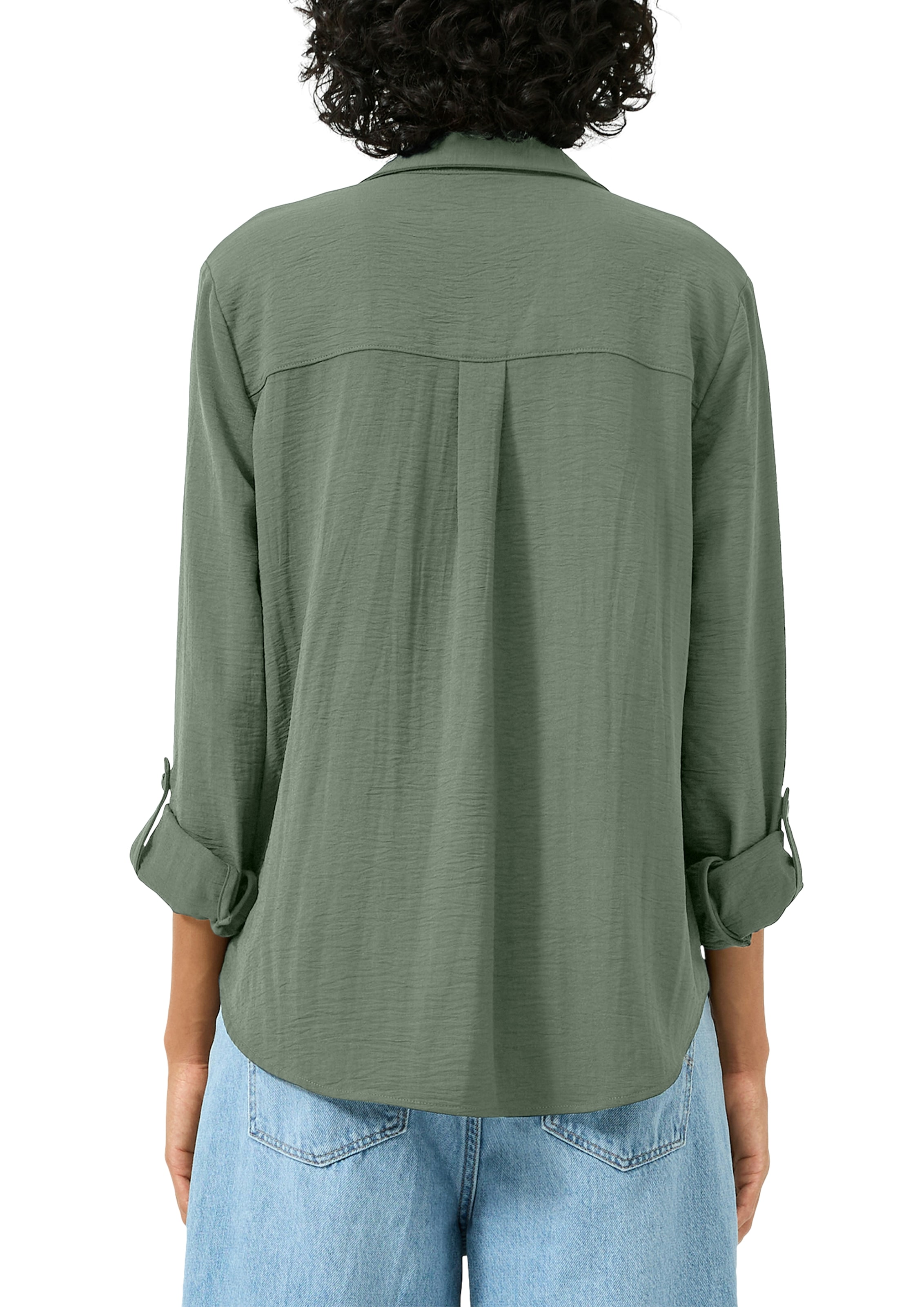 QS Langarmbluse mit Knopfleiste und Brusttaschen