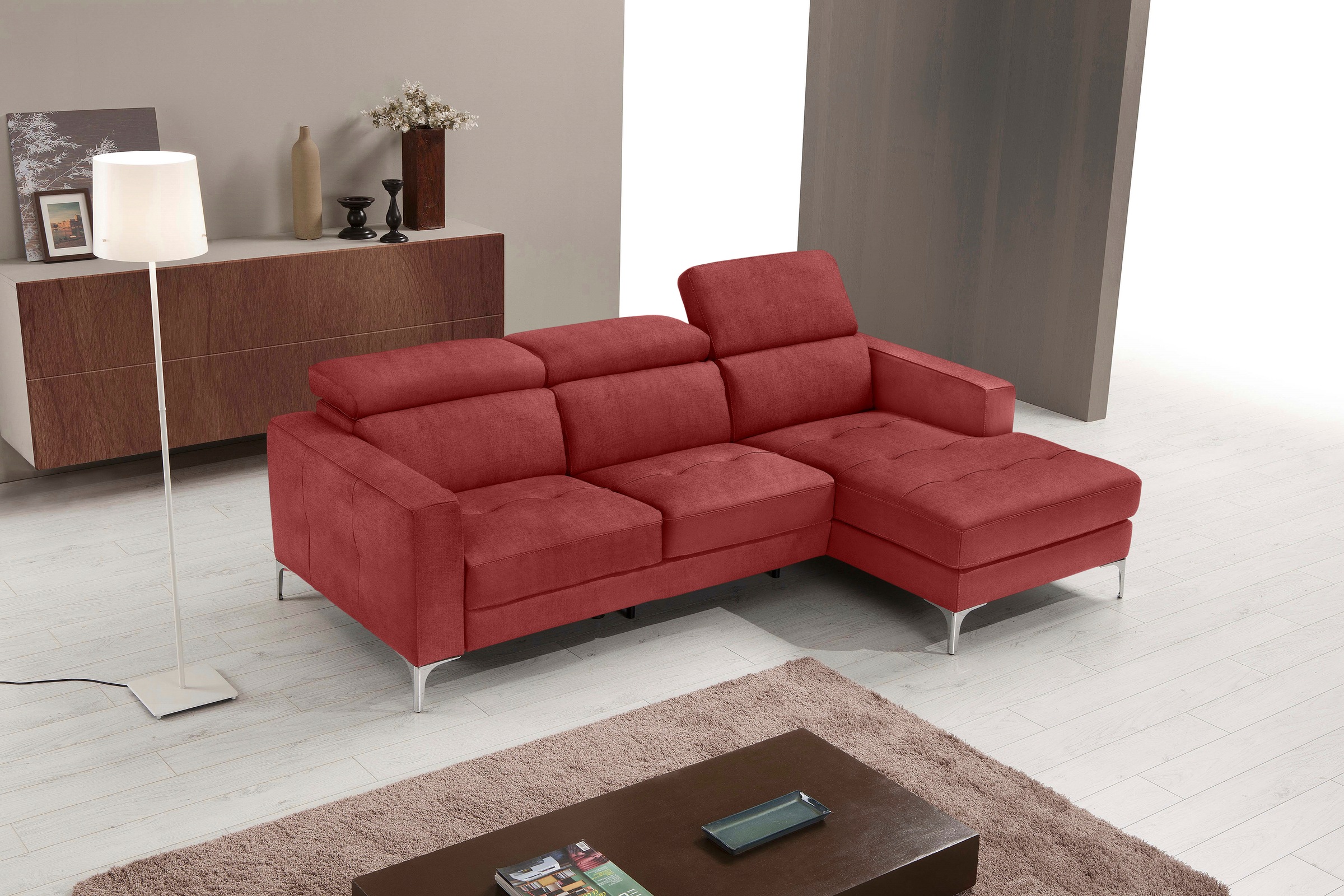 Egoitaliano Ecksofa »Matt, erstklassiger Sitzkomfort, aufwendige Detailverarbeitung, L-Form« mit verstellbaren Kopfteilen zum Relaxen