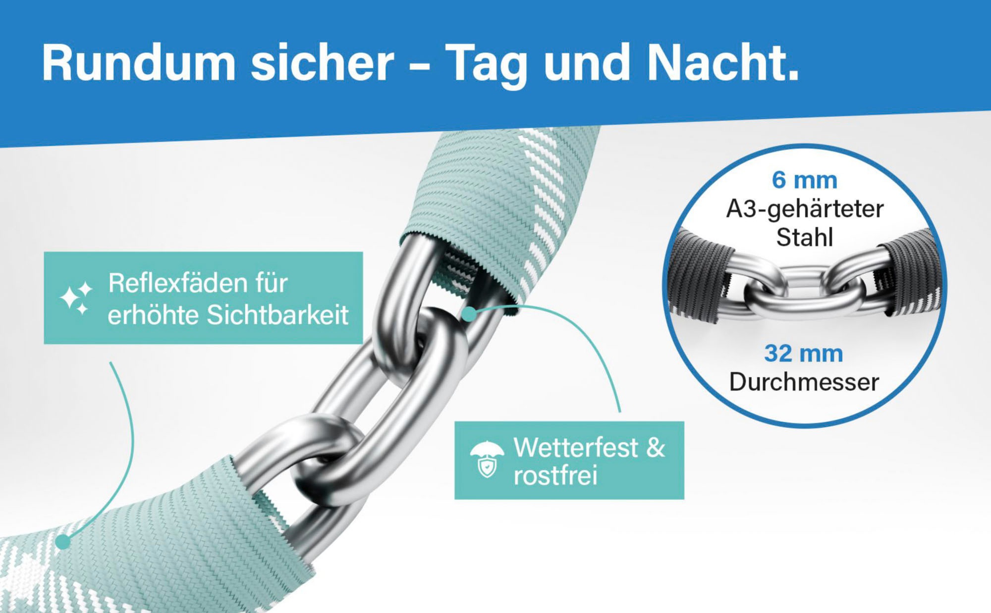 FISCHER Fahrrad Kettenschloss »Kettenschloss SILENCE CK100/32 mint«